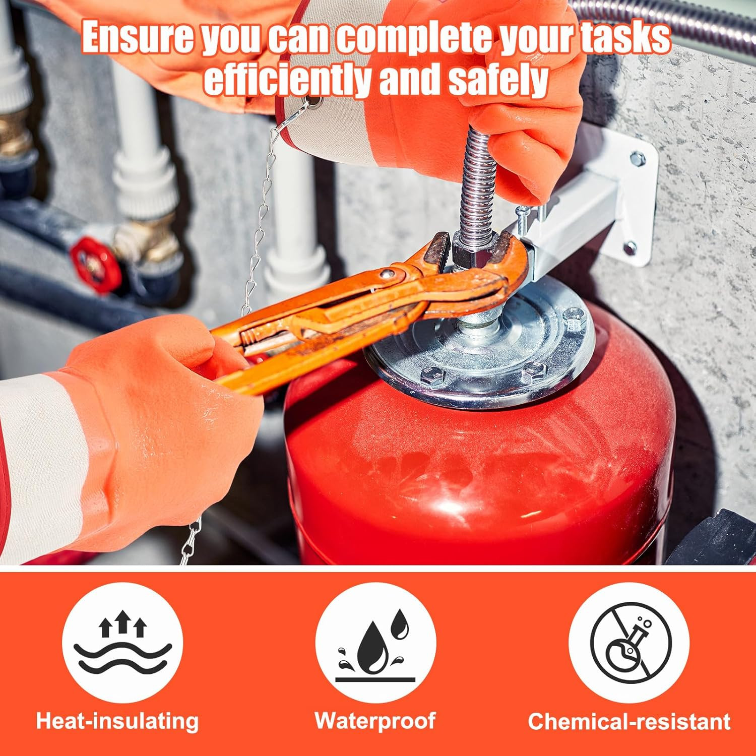 2 Pairs Propane Cylinder Handling Gloves with Chains Double Dipped PVC Forklift