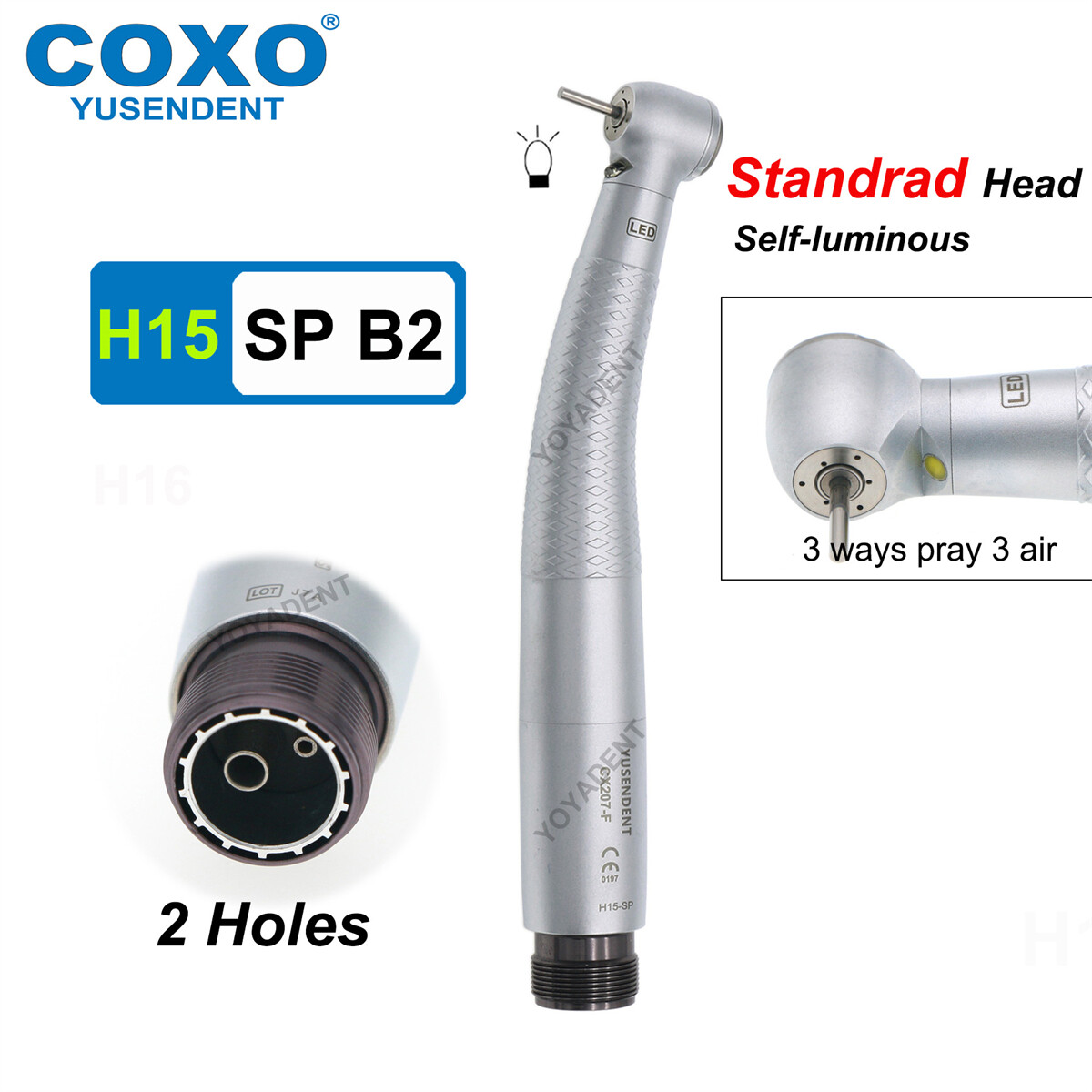 COXO Dental Fiber Optic High Speed Turbine Self-power Turbine LED 6Pin Coupling