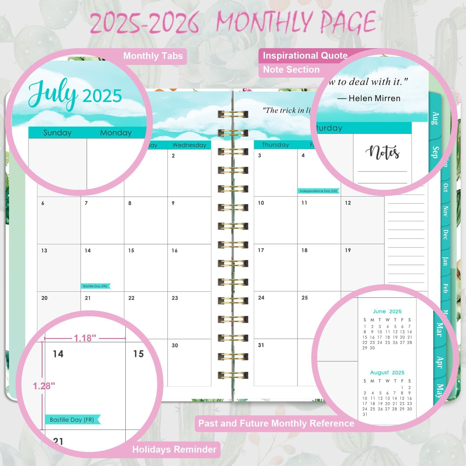 2025-2026 Planner Hardcover Twin-Wire Daily Organizer Jul 2025 – Jun 2026
