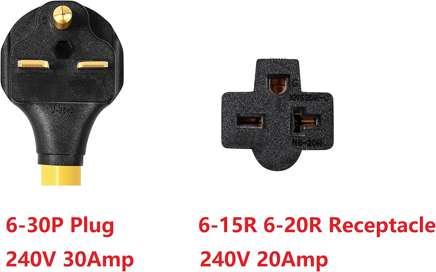NEMA 6-30P to 6-15R 6-20R ETL Listed 240V 30 Amp Prong Male Plug to 20 Amp 3 Pro