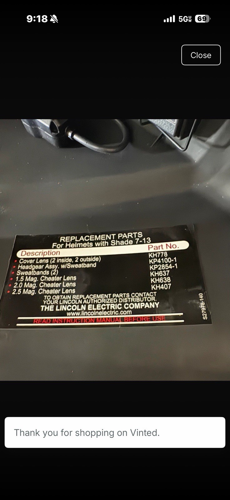 Lincoln Electric Welding Helmet S27978-18 New