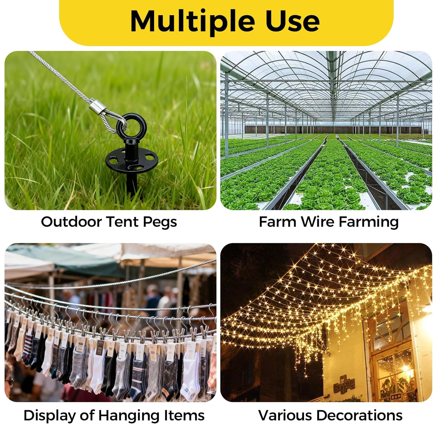 1/8 Inch Wire Rope, 120FT Stainless Steel Cable, 7X7 Strands Steel Wire Kit with
