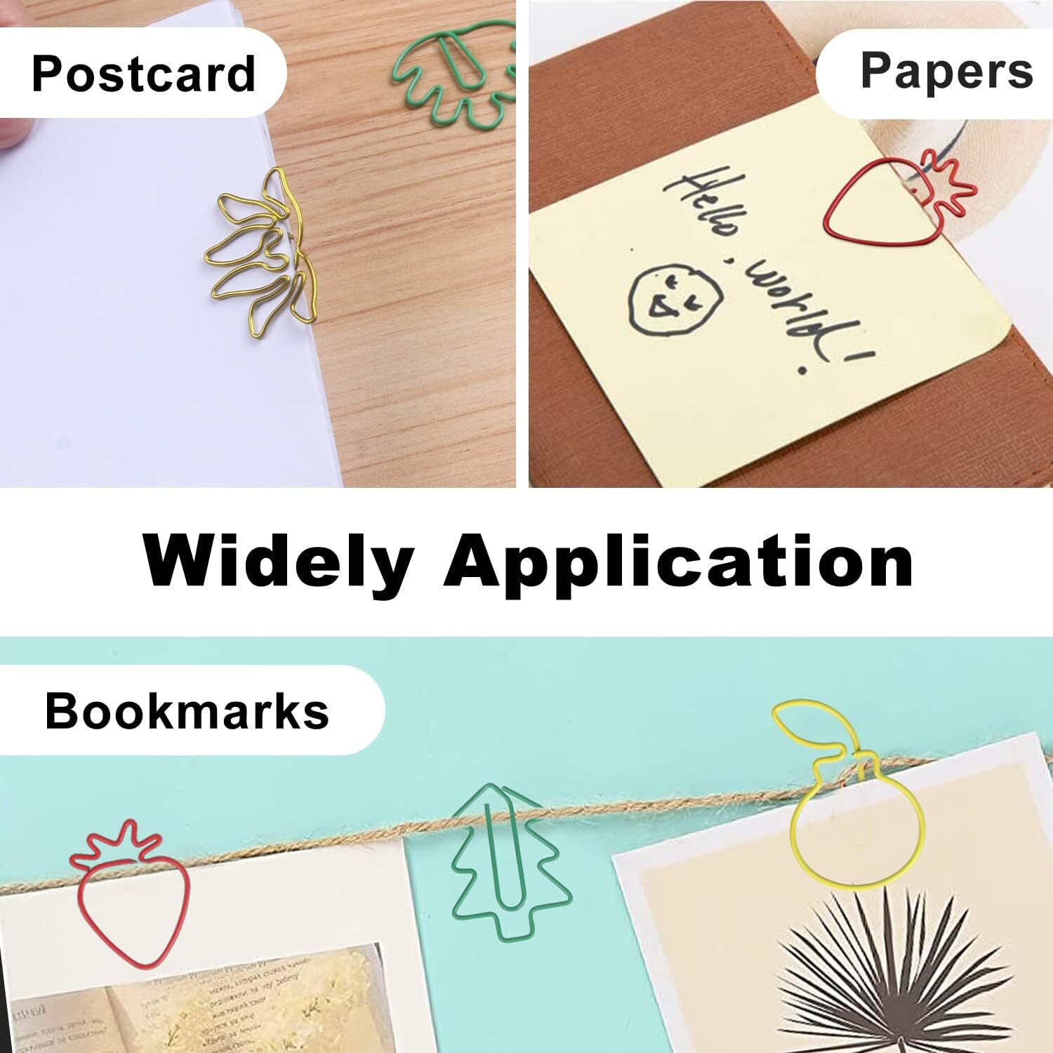 80Pcs 16 Plant Shape Paper Clips Fun Cute Bookmark Clips Metal Marking Clips New