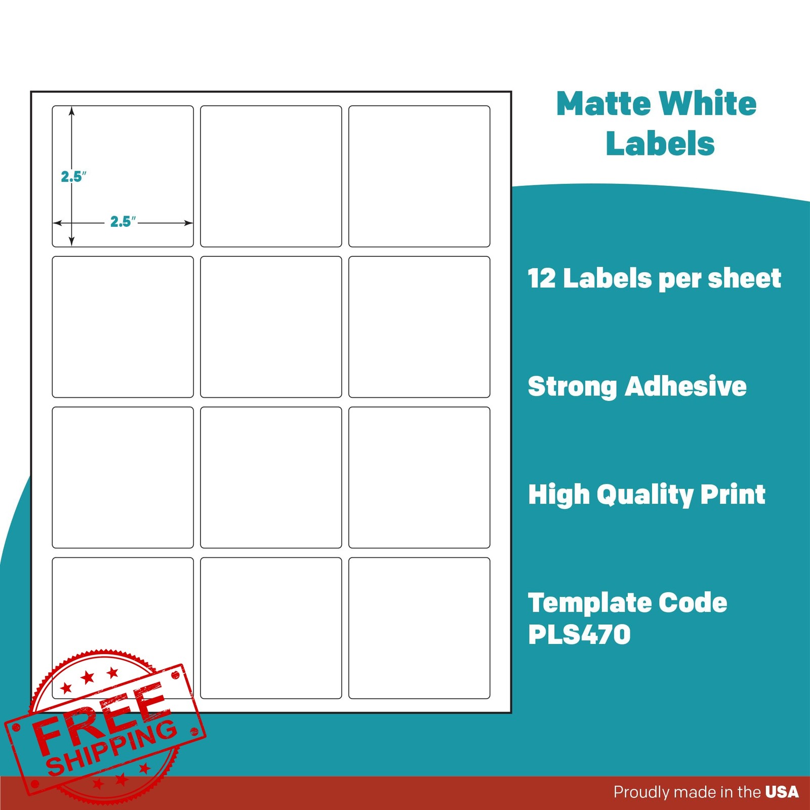 Premium Label Supply White Sticker Square Labels – 2.5″ x 2.5″ – Laser/Inkjet…