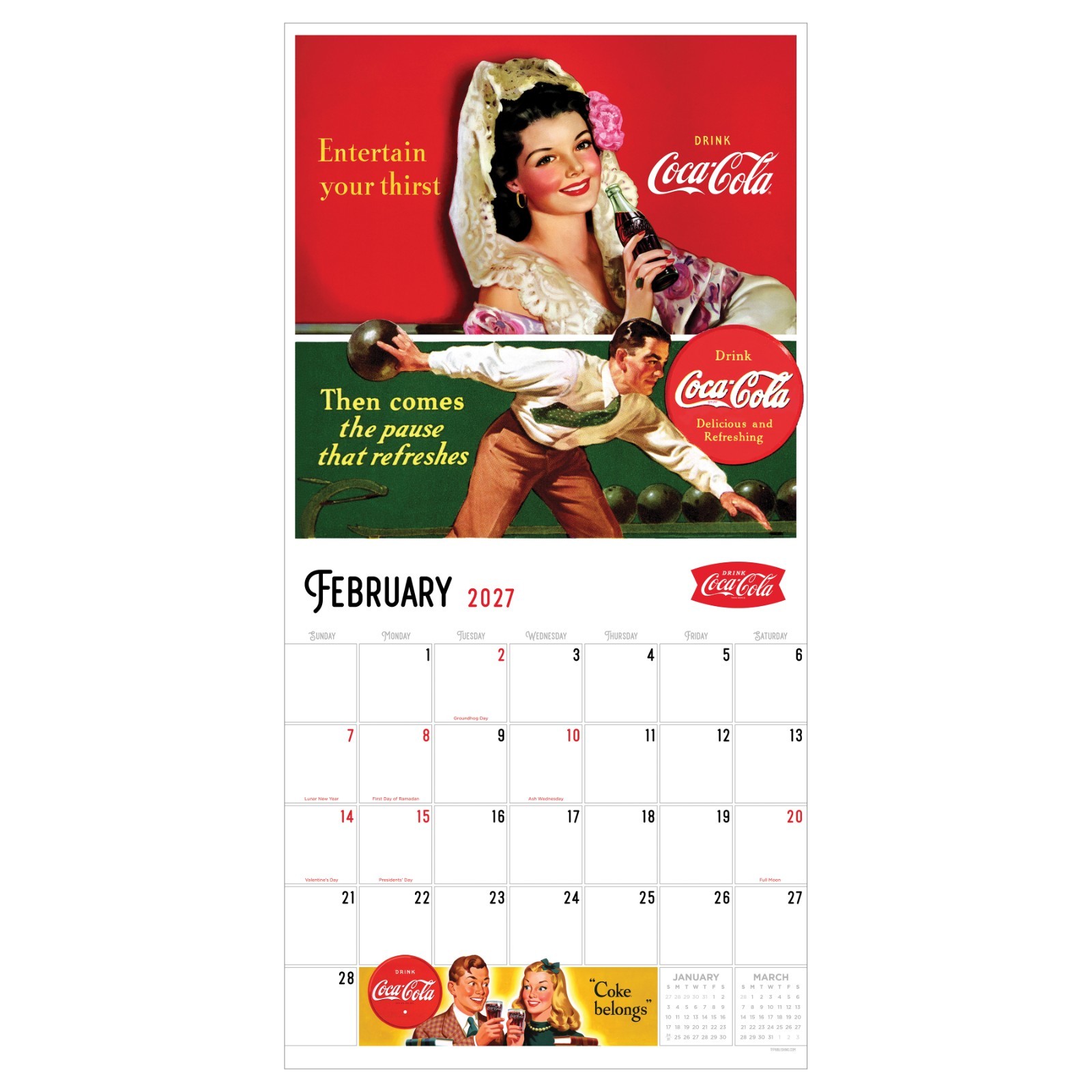 2027 Coke: Vintage Nostalgia Wall Calendar
