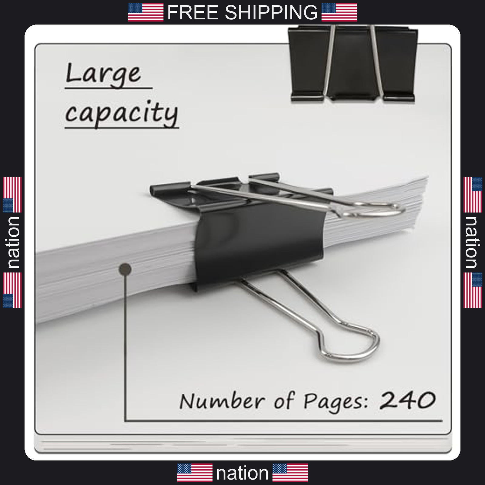 Dstelin 3-inch heavy-duty black binder clips 8-pack office organization