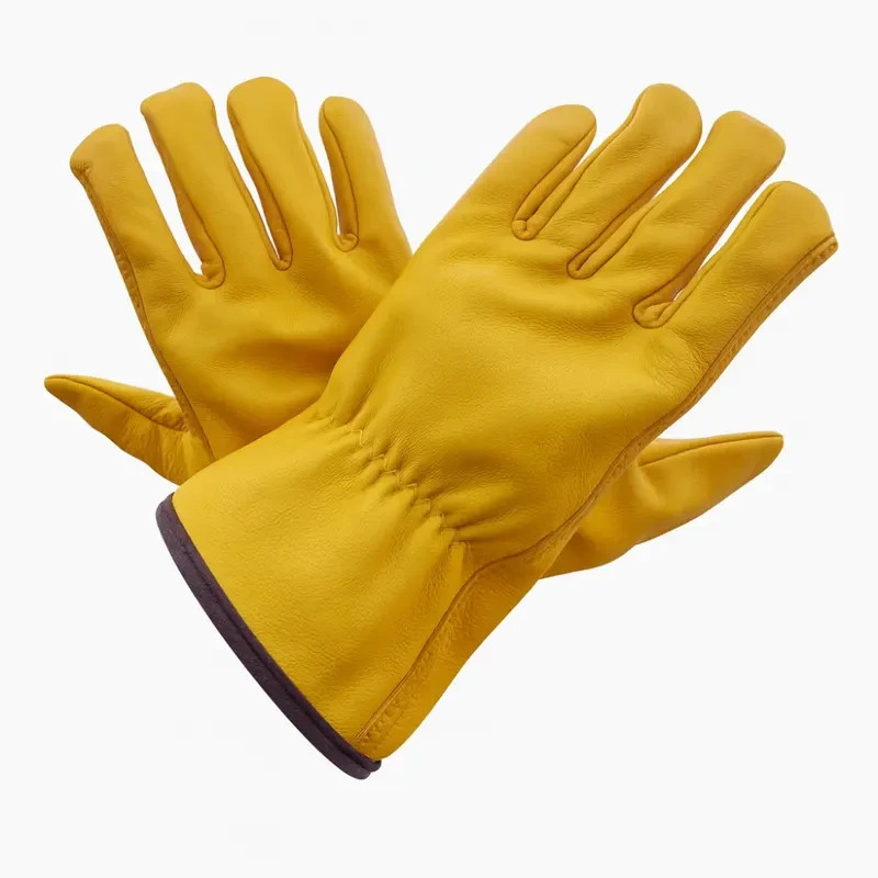 12 Pairs Cowhide Leather Work Gloves Heavy Duty Safety Garden Construction