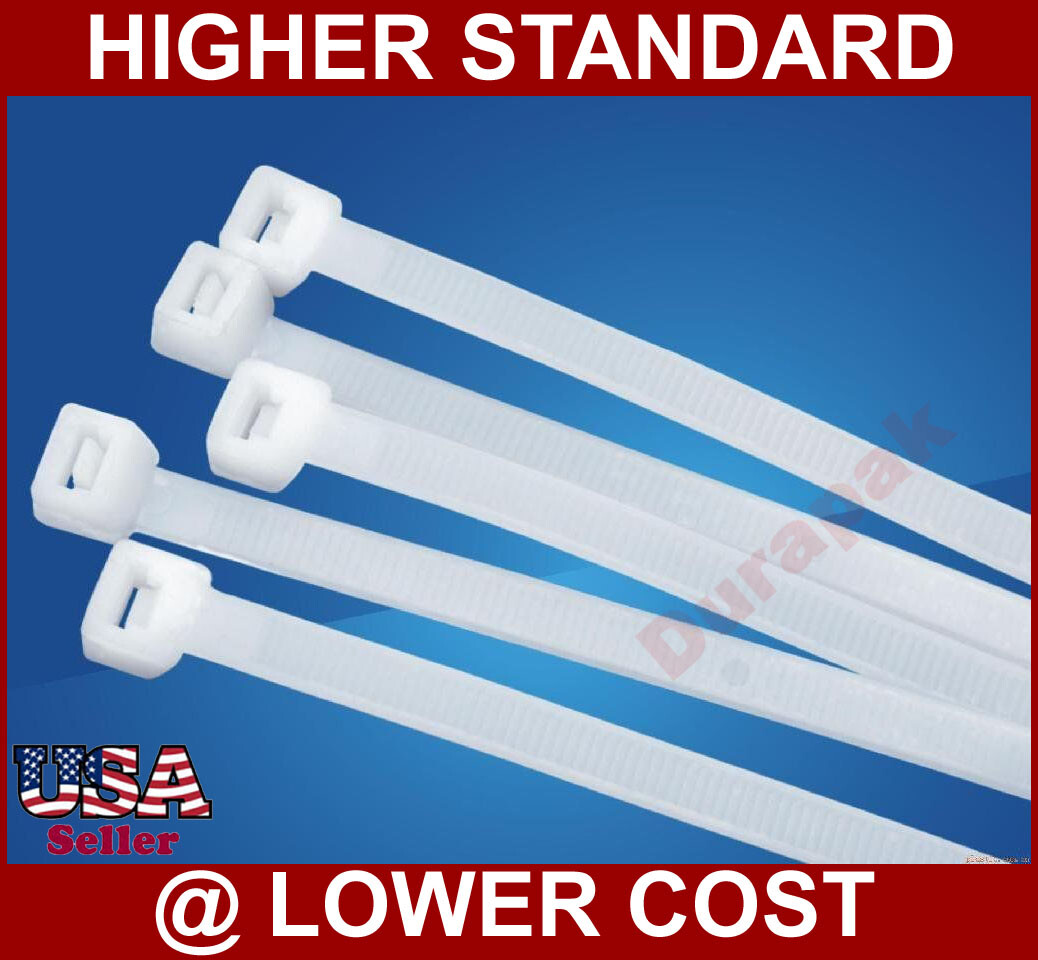 4″, 6″, 8″ up 40″ 18 lbs to 250 lbs Natural Cable Wire Zip Nylon Secure Seal Tie