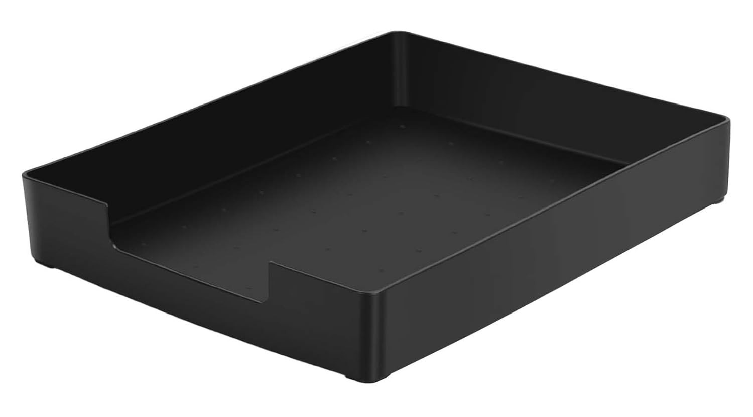 Letter Size Stackable Desk Drawer Organizer Tray, Plastic Paper Holder, Black