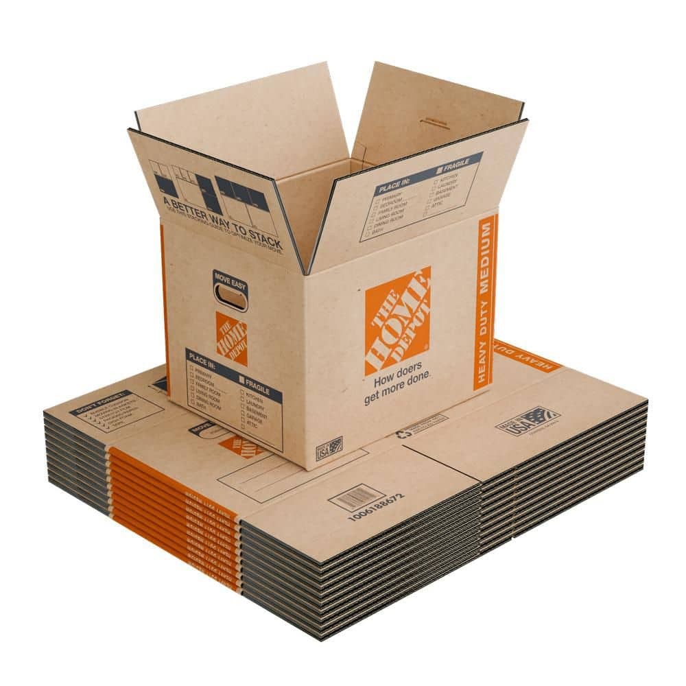 Medium Heavy Duty Moving, Shipping, Packing Box with Handles (10 Pack)