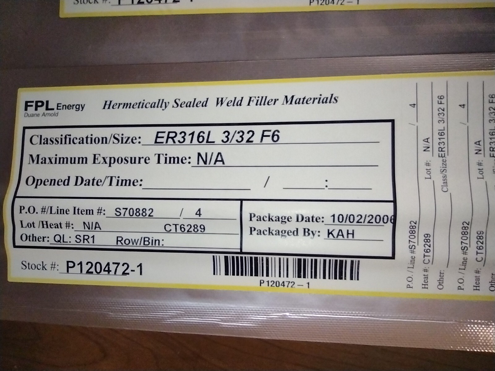 1lb of ER316L 3/32″ x 18″ Long Welding Filler Rod, Hermetically Sealed