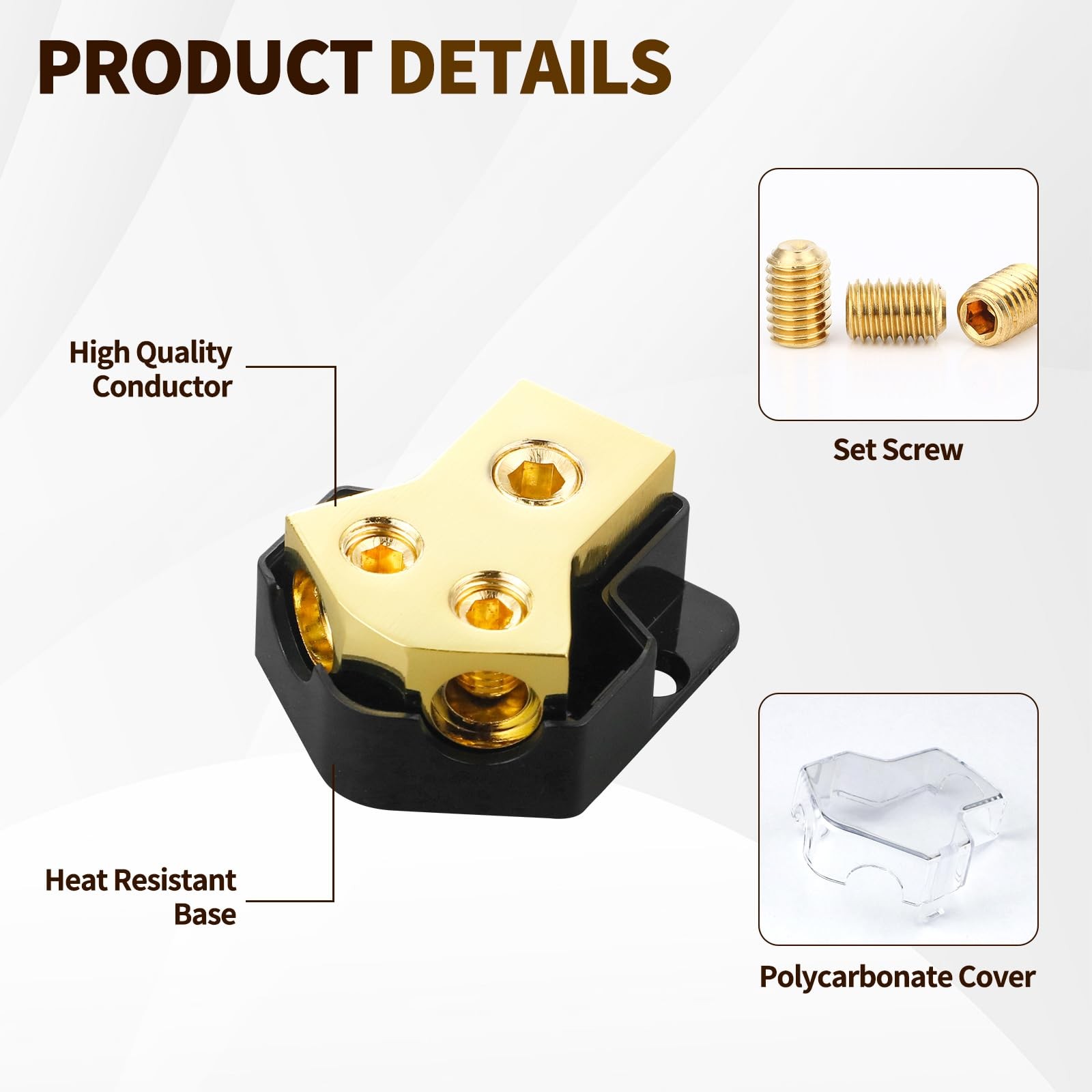 2-Way Distribution Block 0 Gauge In & Out Car Audio Amp Power Ground Distributor