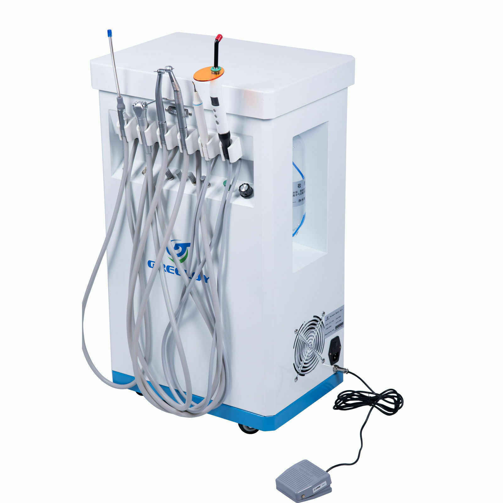 Greeloy GU-P209 Dental Mobile Cart Unit w/ Air Compressor Curing Light Scaler 4H
