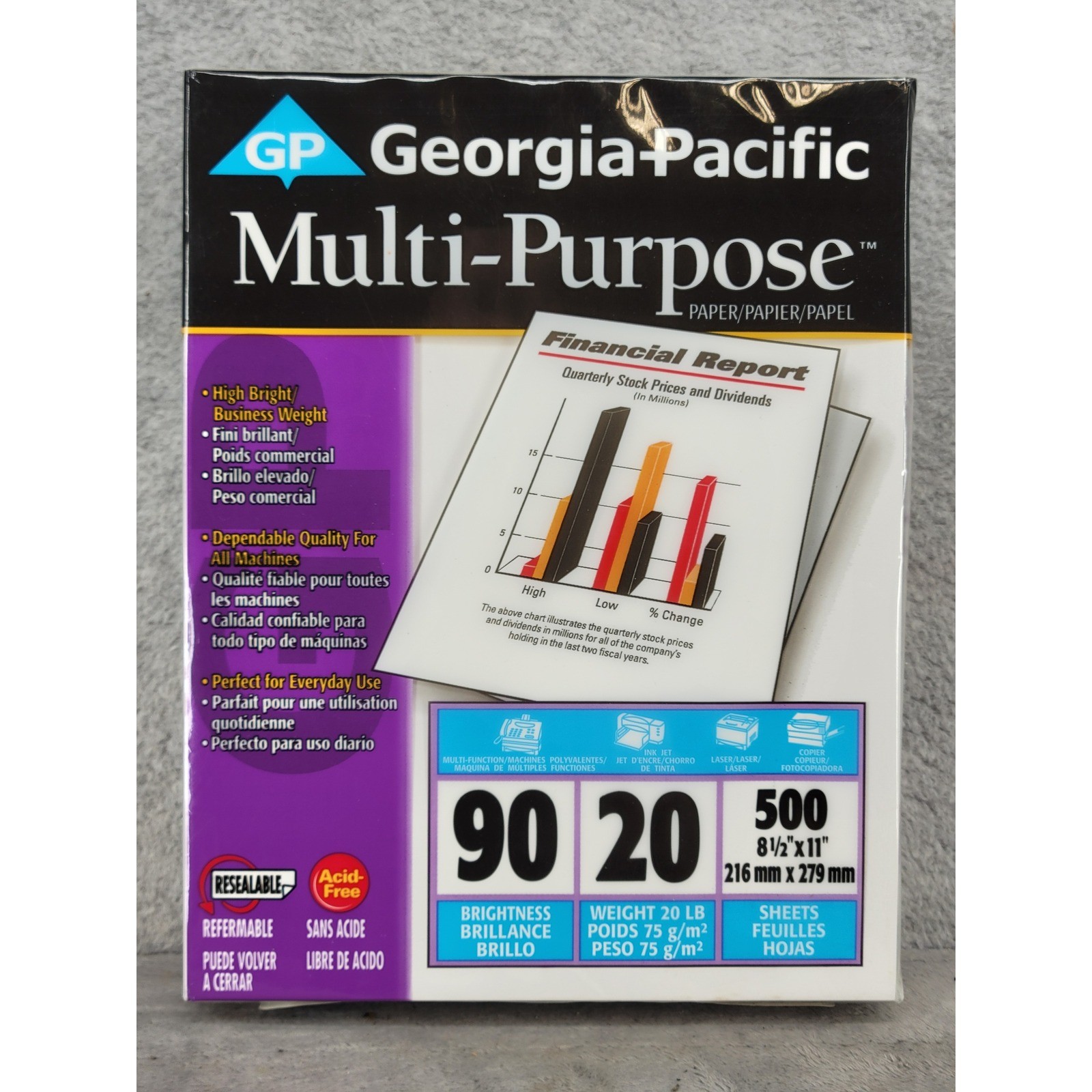 Georgia-Pacific Multi-Purpose Paper 500 Sheets 8.5×11 20lb 90 Brightness 214306