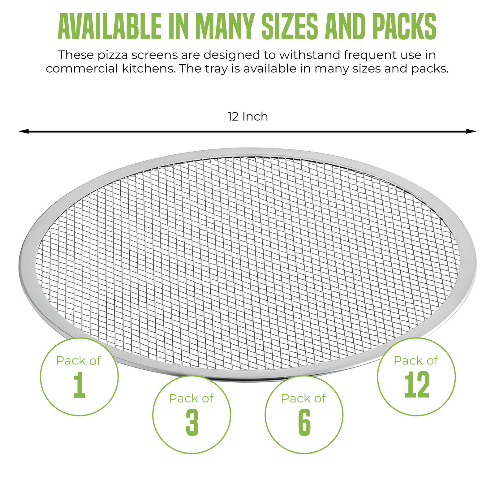 OCS Parts 12-Inch Aluminum Pizza Screens | 12-Pack
