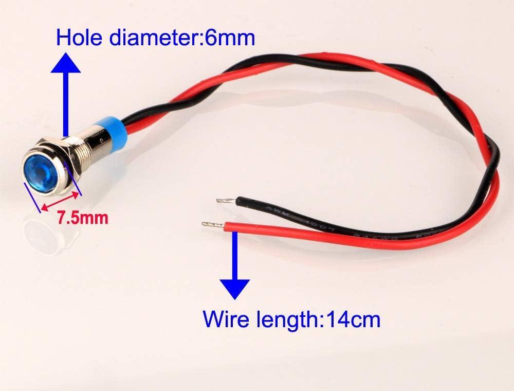 Gebildet 10pc 6mm 1/4″ 12-24VDC LED Metal Indicator Light Waterproof Signal Lamp
