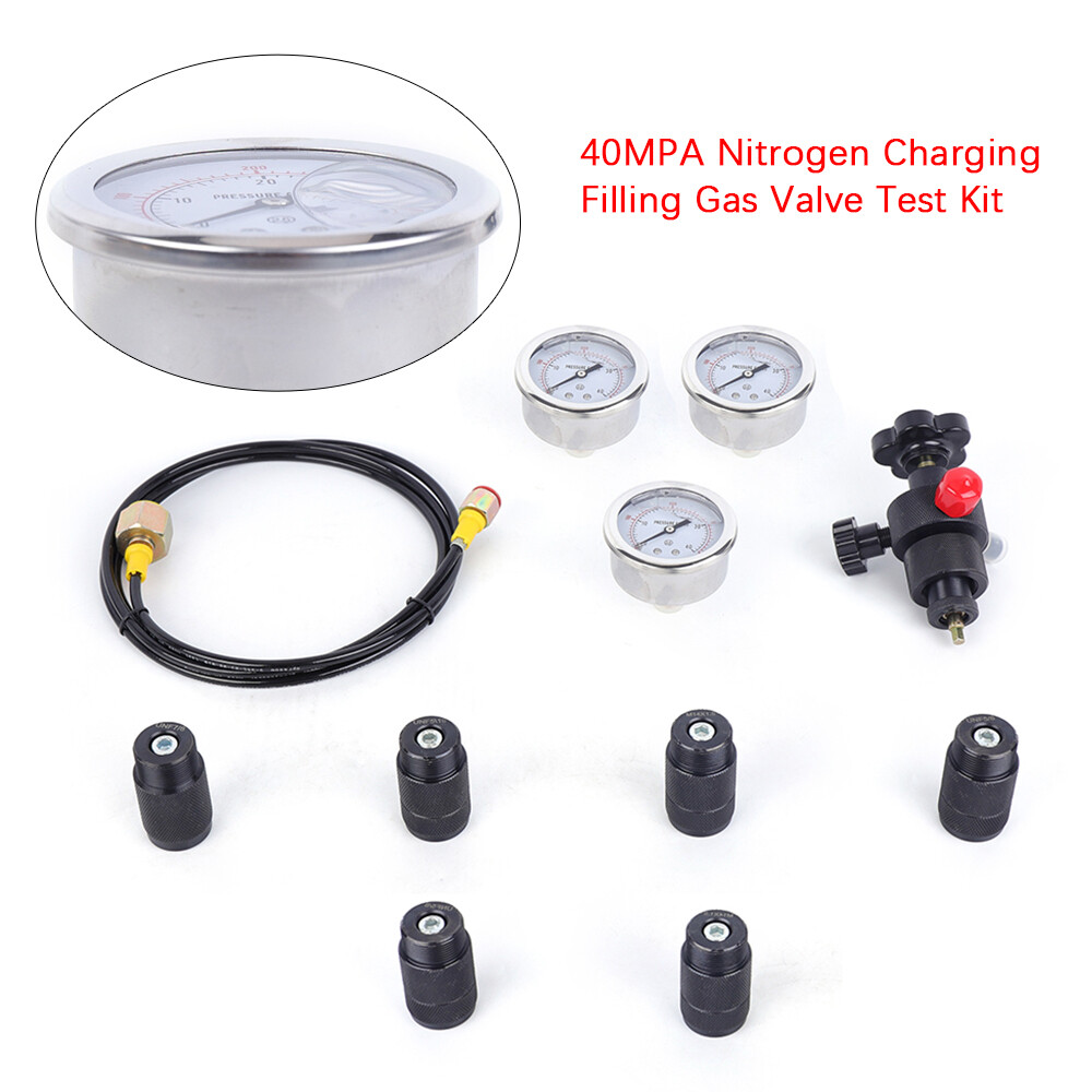 3 Gauge Hydraulic Accumulator Nitrogen Gas Charging Filling Pressure Test Kit