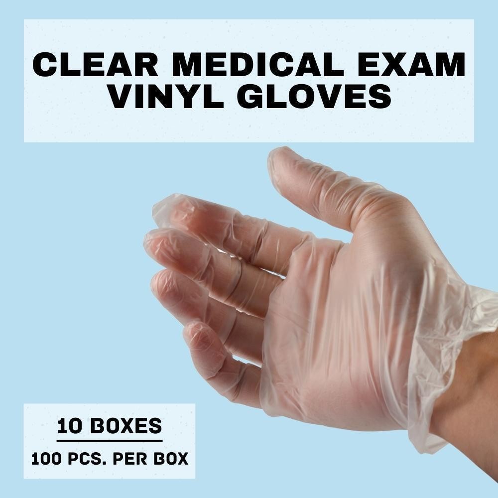 1000 Medical Exam Vinyl Powder-Free Disposable Gloves Size: Large 5 Mil Thick