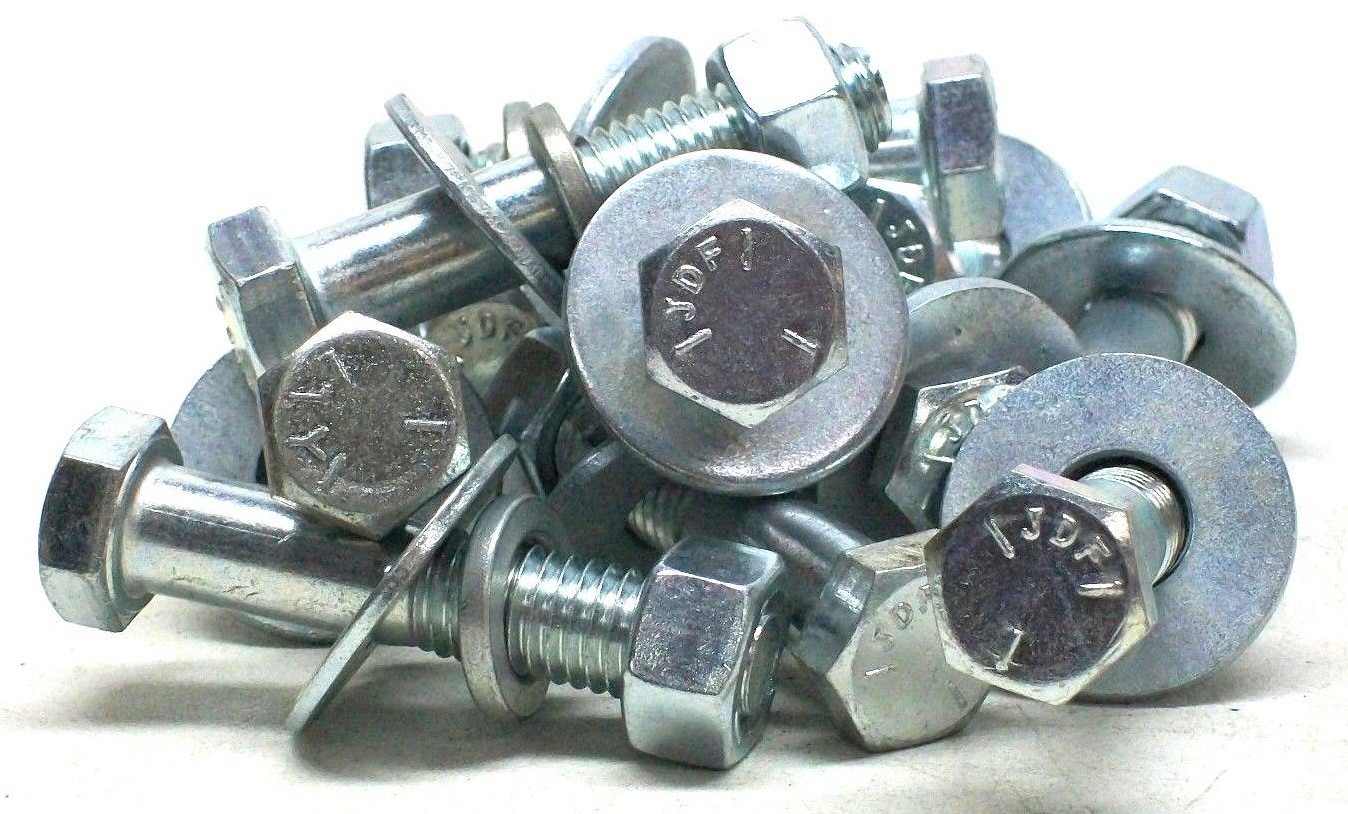 Lot of 12 1/2-13 x 2-1/2″ Hex Head Cap Screws Zinc Grade 5 w/ Nuts & Washers