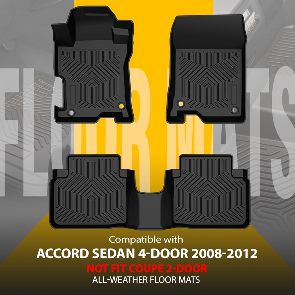 TPE Floor Mats Cargo Liner for Honda Accord Sedan 08-12 Not Coupe 3PCS All-Weath