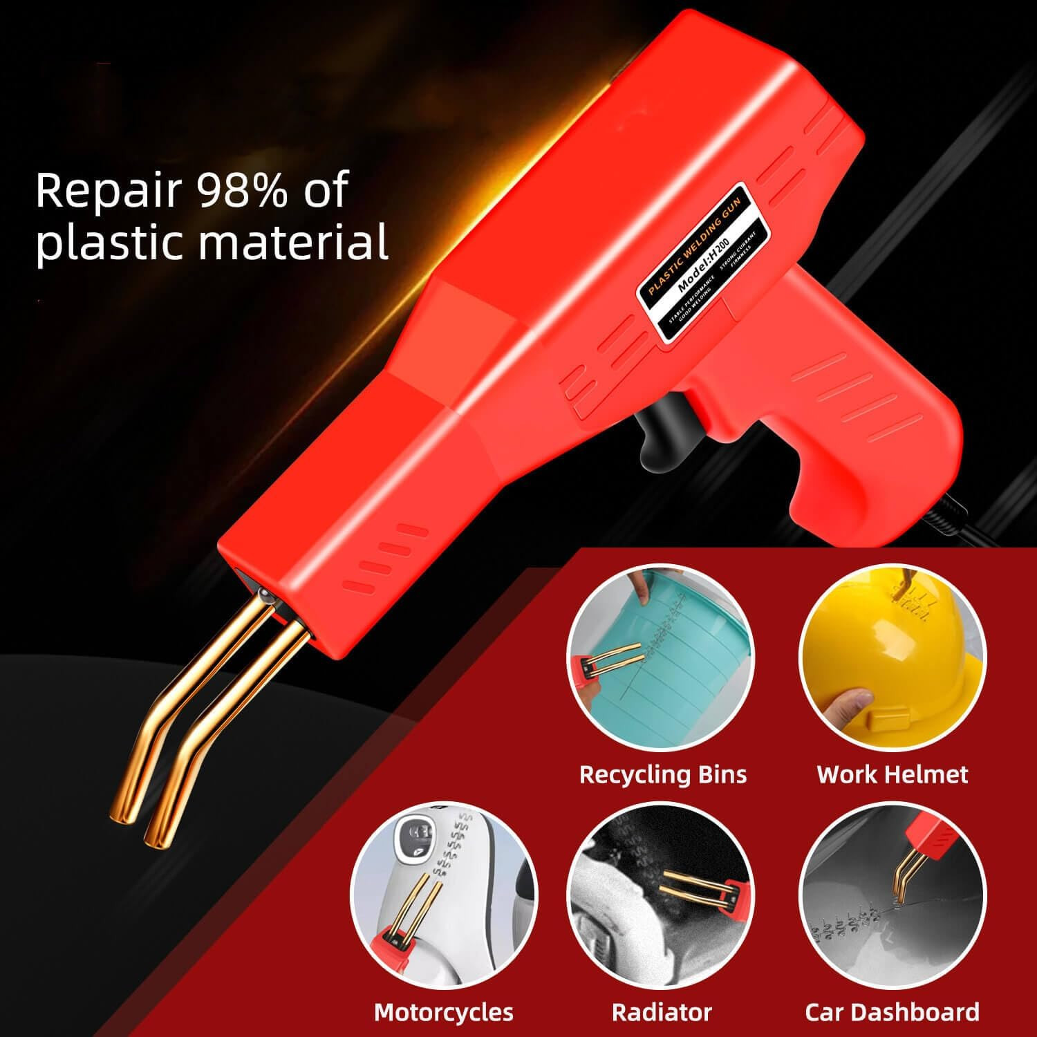220W Plastic Welder, Multipurpose Fit, Plastic Welding Kit, Quick Plastic Repair