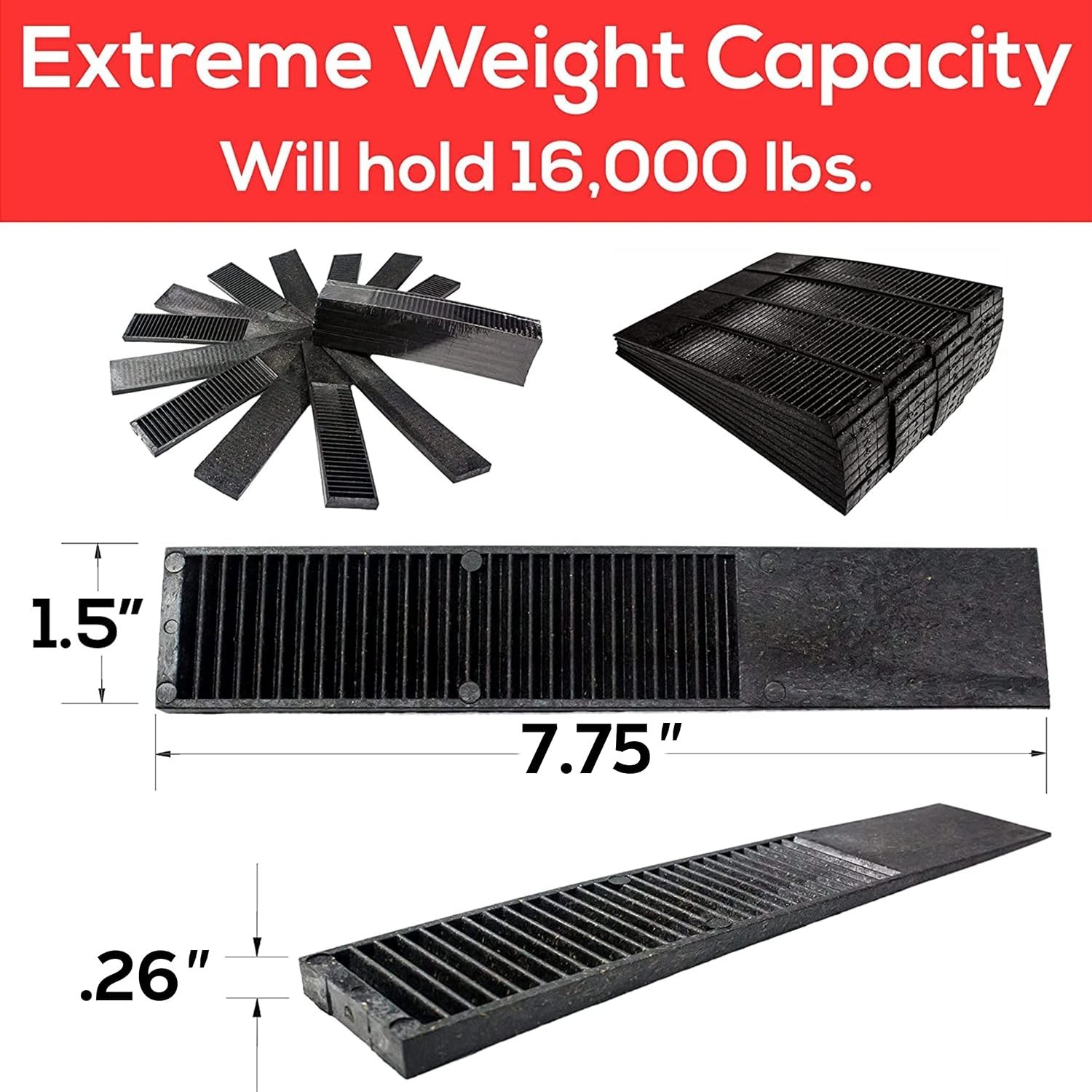 Recycled Material Wedge Shims, 7.75 Inch for Decks, Spas, and Furniture Support
