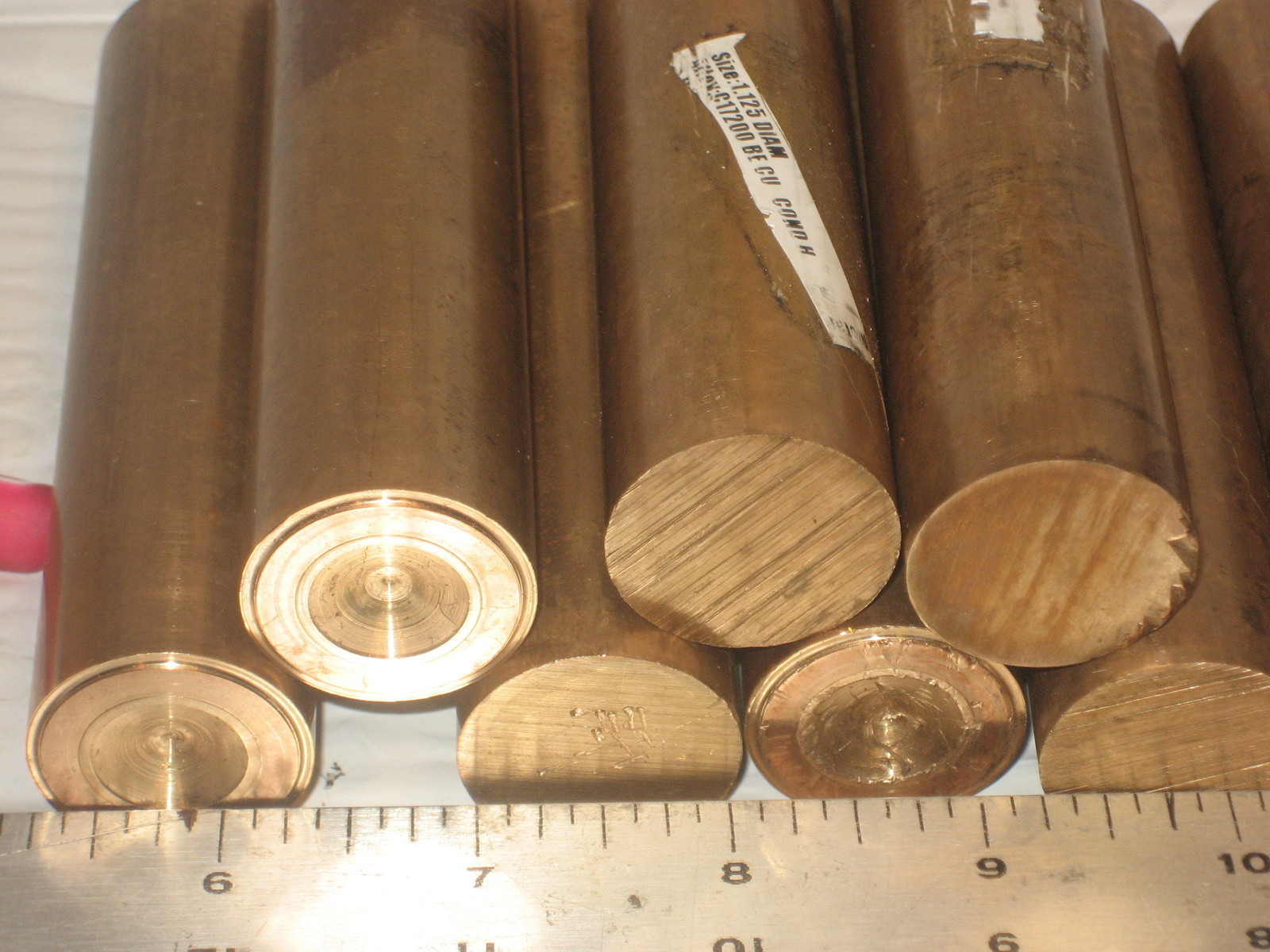 BERYLLIUM COPPER BAR ROUND ENDCUT LOT of 8 pcs. approx.4.500″ long Alloy25