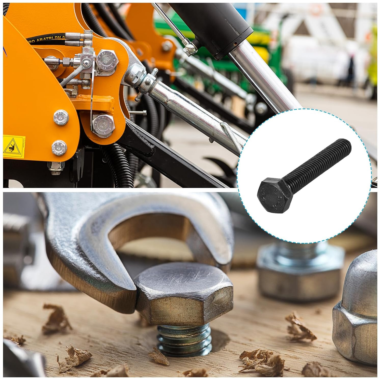 METALLIXITY Hex Bolts (M10-1.5X60Mm) 8Pcs, 12.9 Grade Carbon Steel Fully Threade
