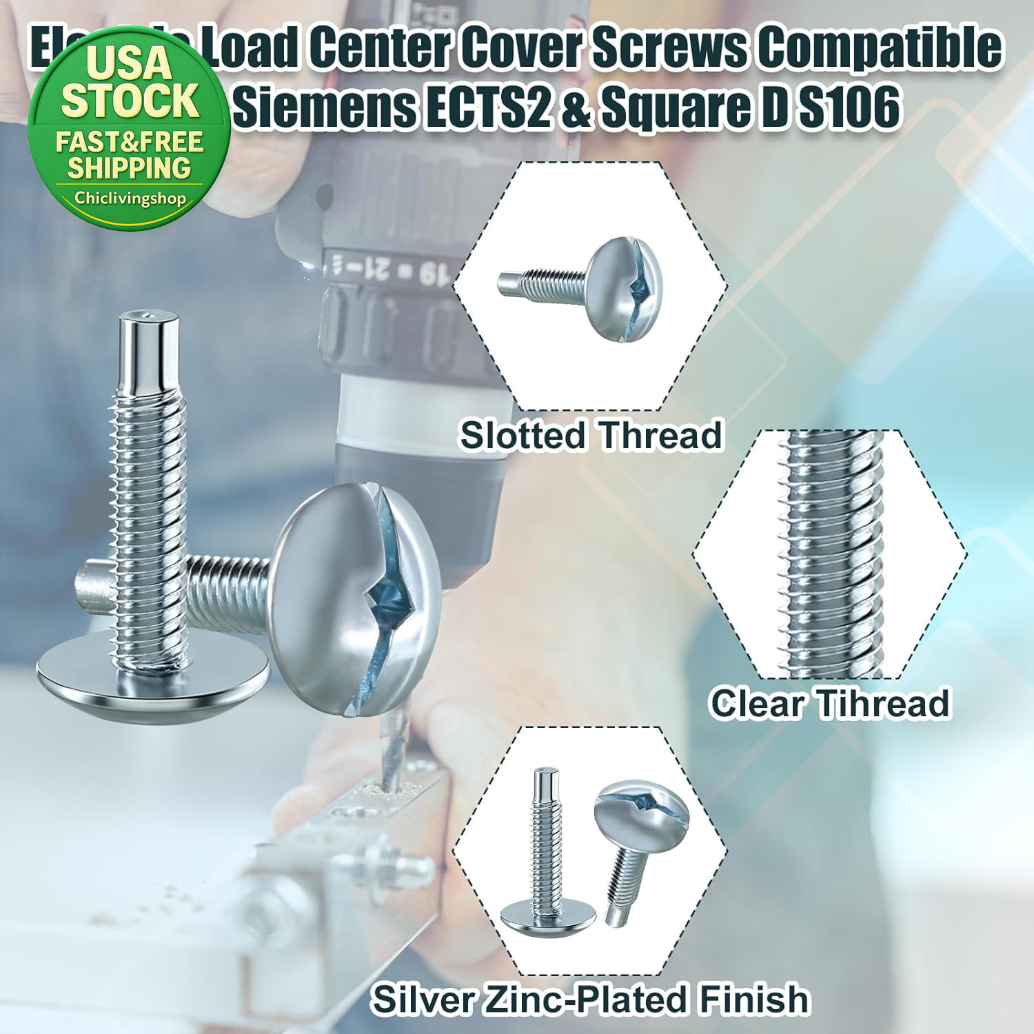 Load Center Cover Replacement Screws Zinc for Square D Siemens Murray 0.9In