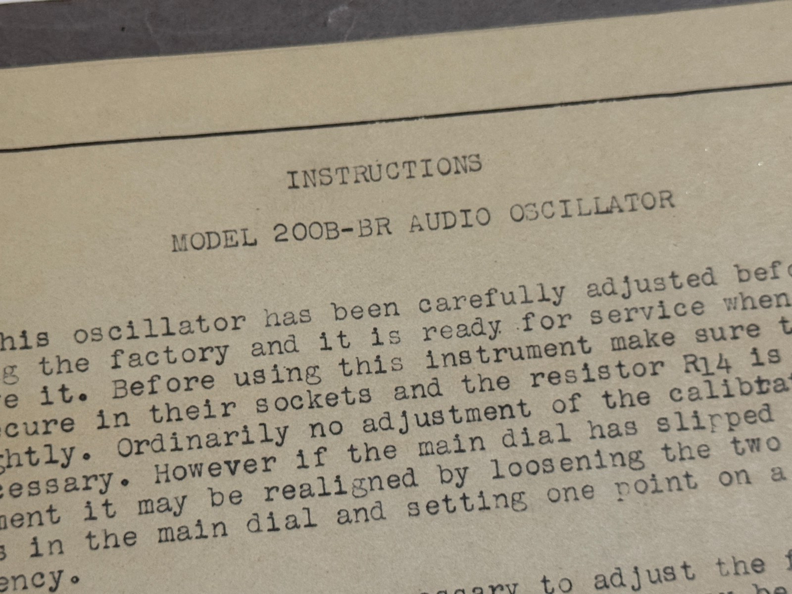 Very Early HP 200B Vacuum Tube Audio Oscillator Instructions Manual Only 1940s