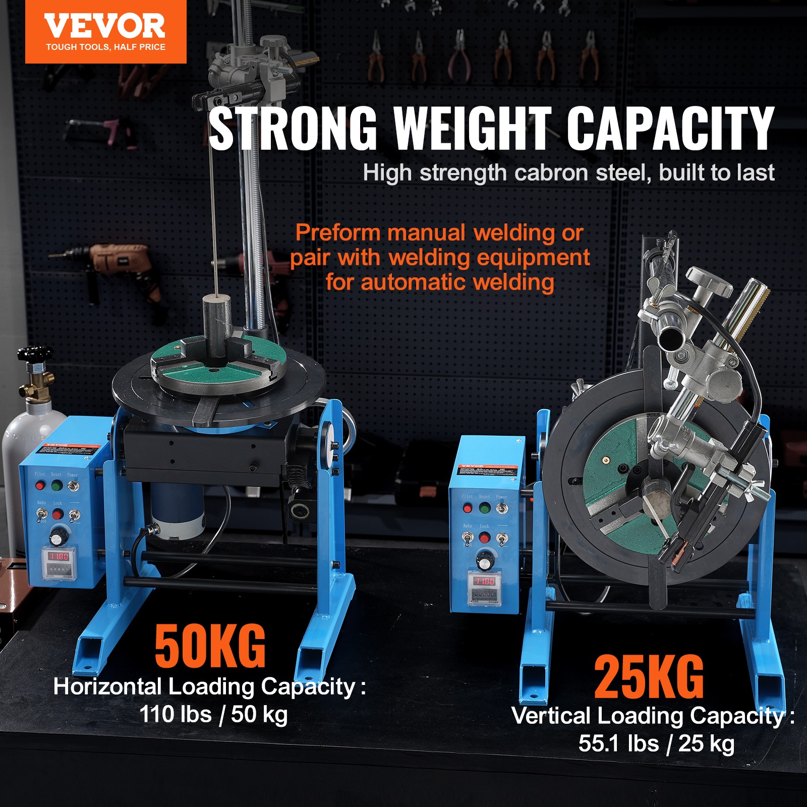 VEVOR 50KG Rotary Welding Positioner 0-90° Positioning Turntable Table 0.5-6RPM