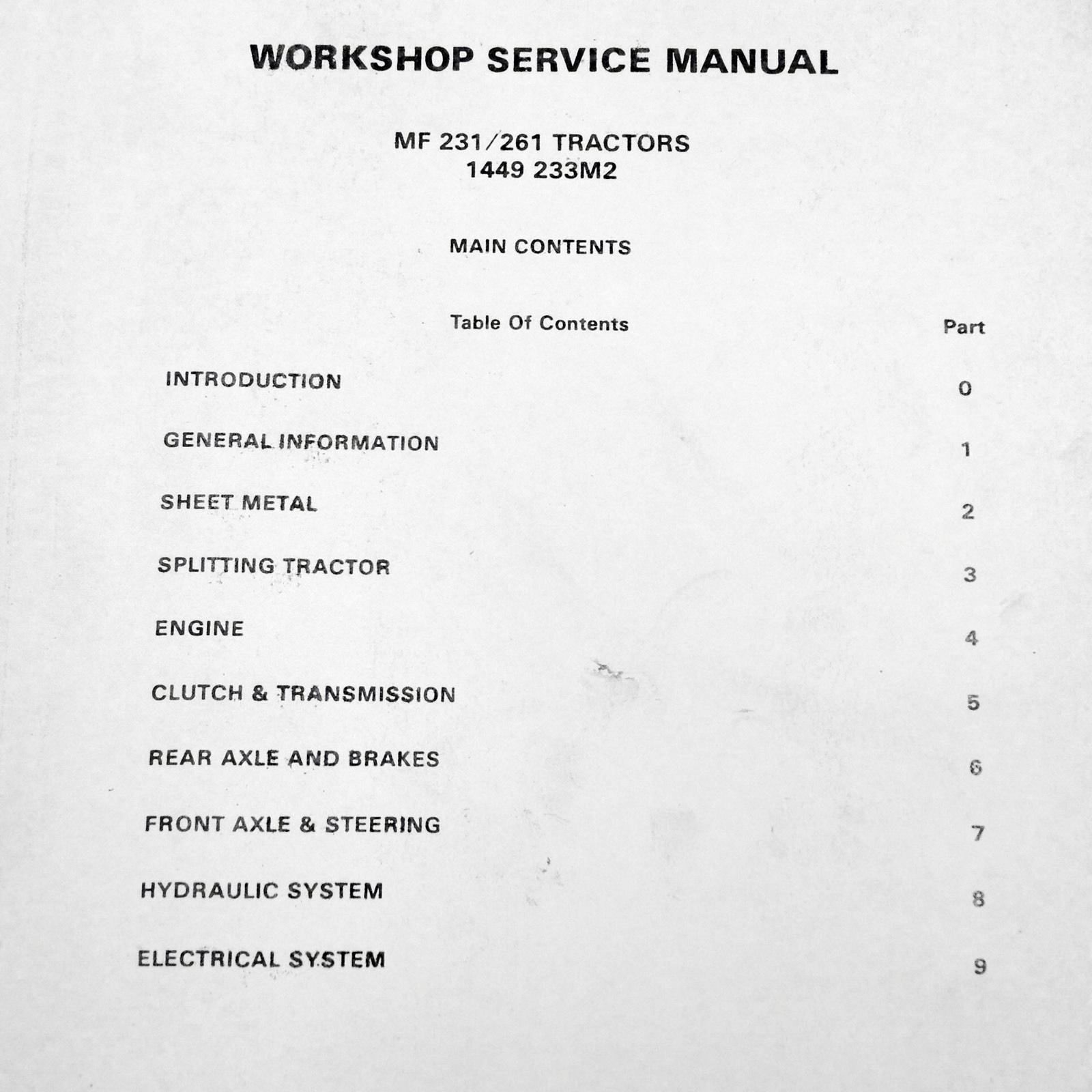 Set Massey Ferguson 231 Tractor Service Repair Owners Operators Manuals Shop