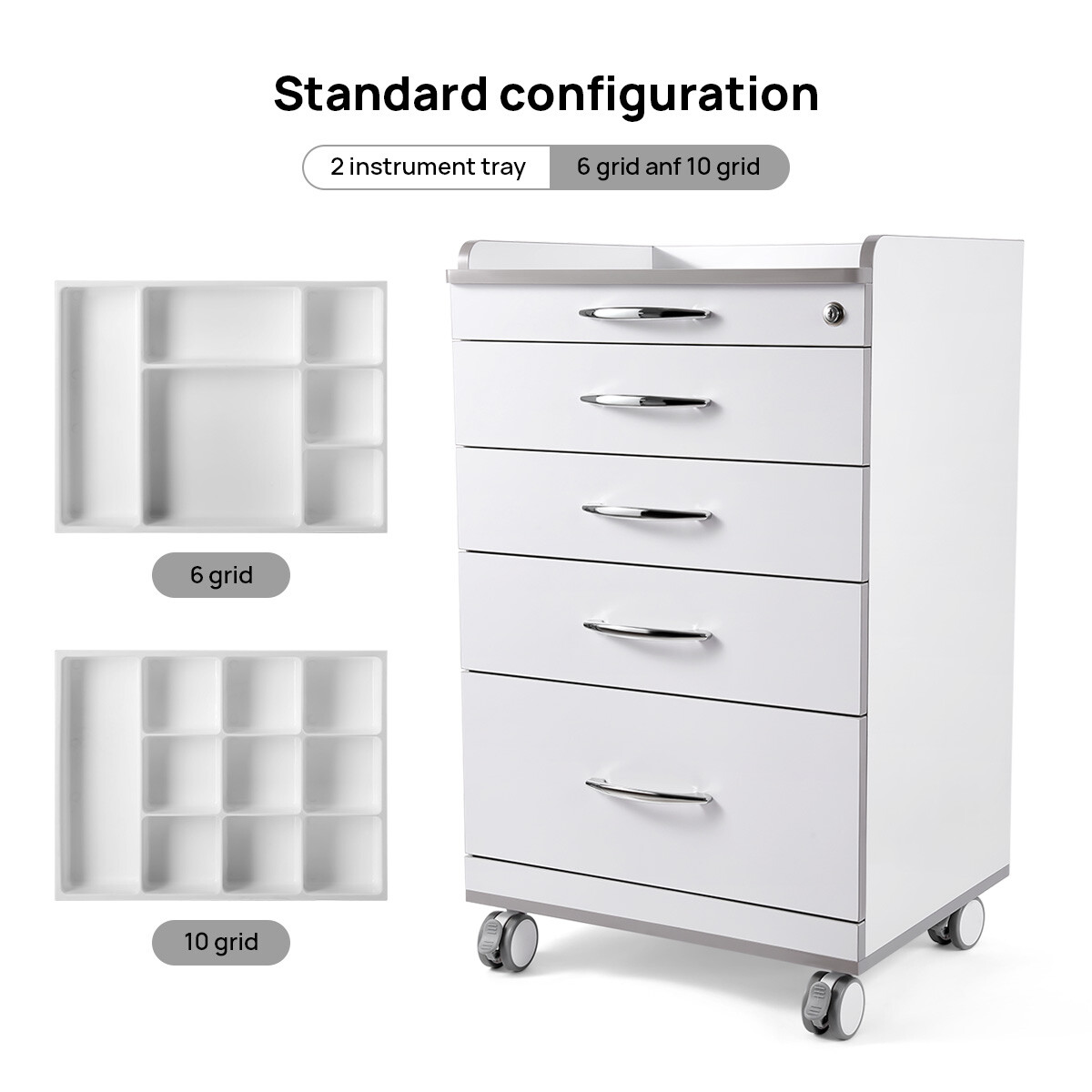 AZDENT Dental Mobile Storage Cabinet/Dental Trolley /with Power Socket /Drawers