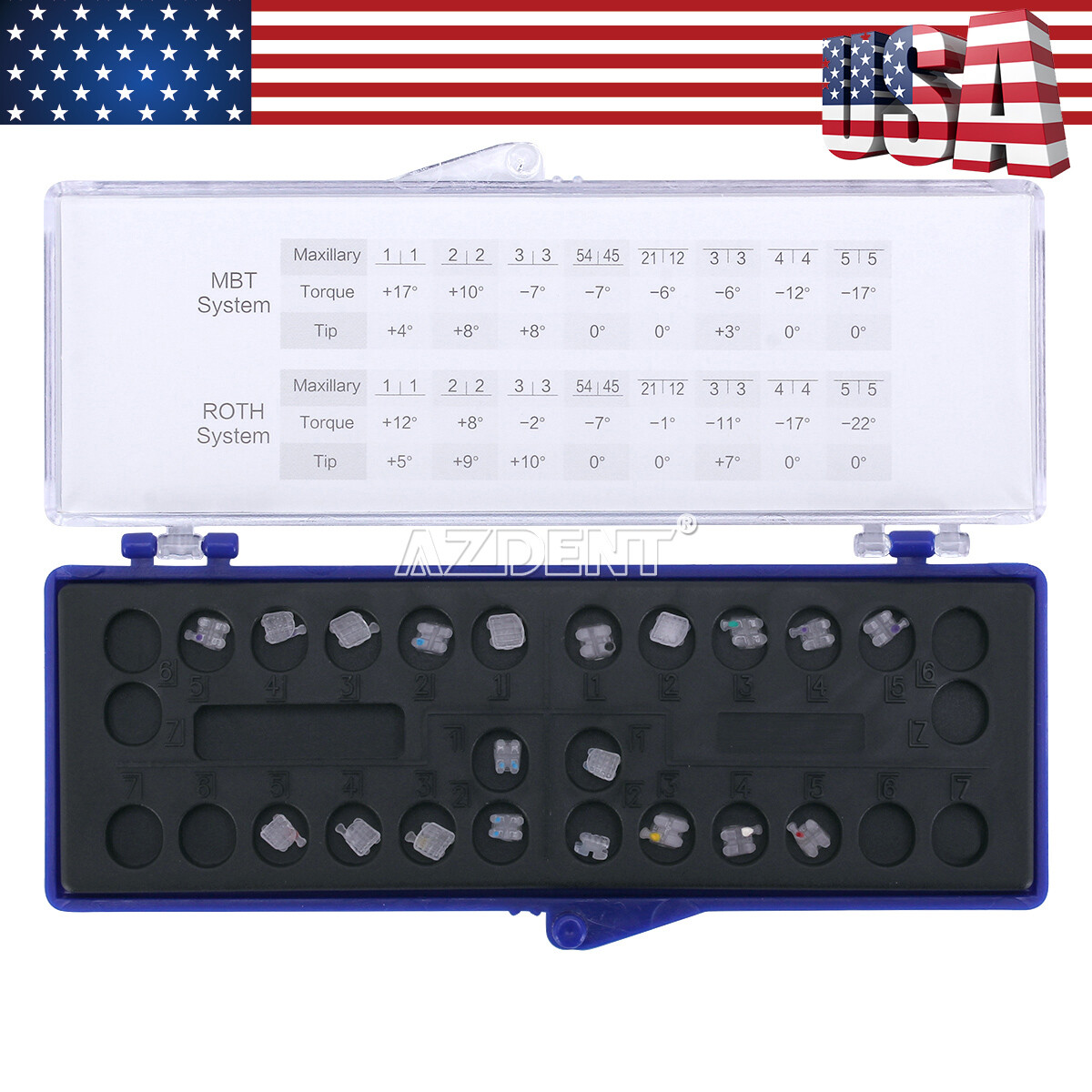20pc Dental Ceramic Brackets Brace Roth Slot.022 Hooks 345 Invisible Orthodontic