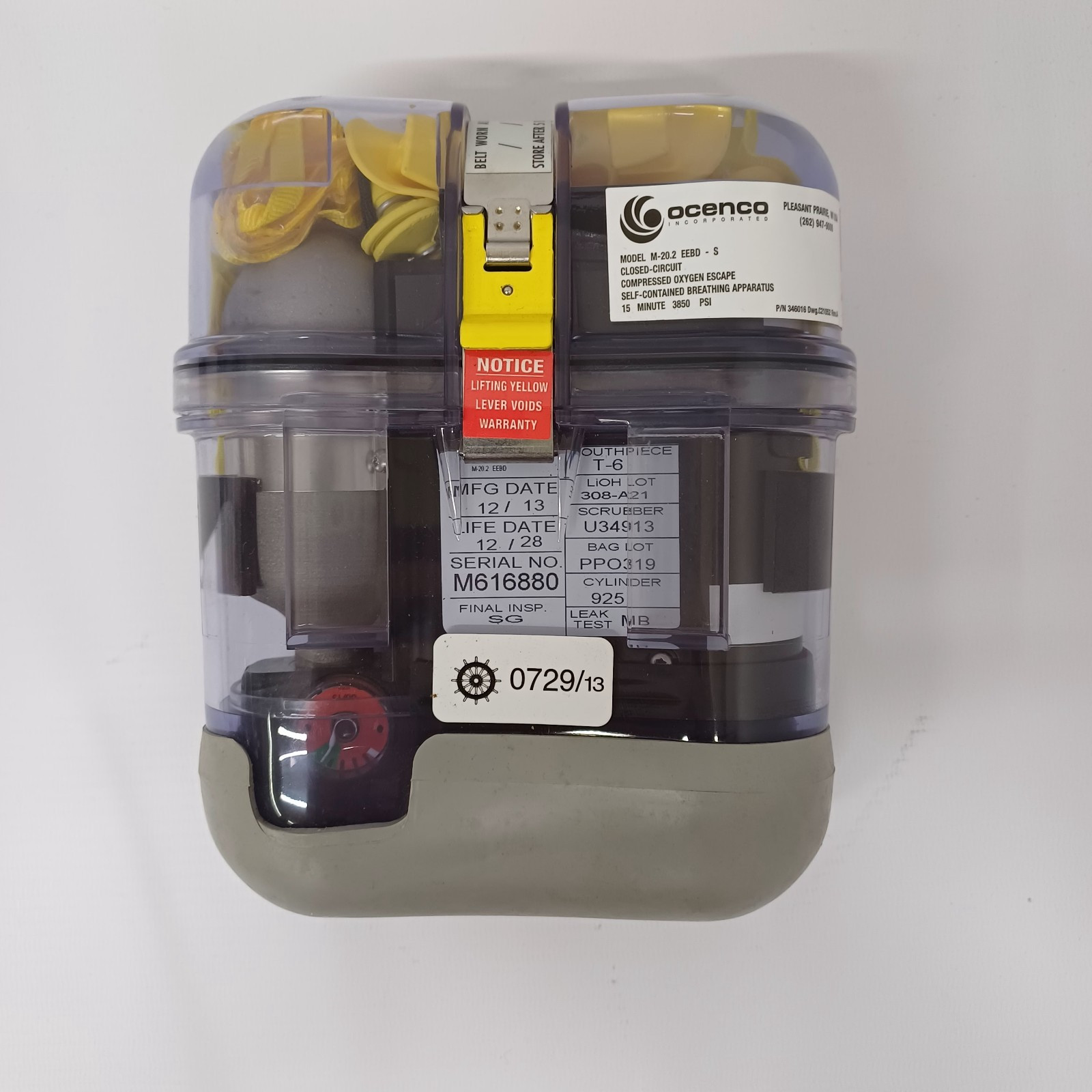 NEW OCENCO M-20.2 EEBD LIFE DATE 12/2028 348006 B16 721 P/N 346016 USA
