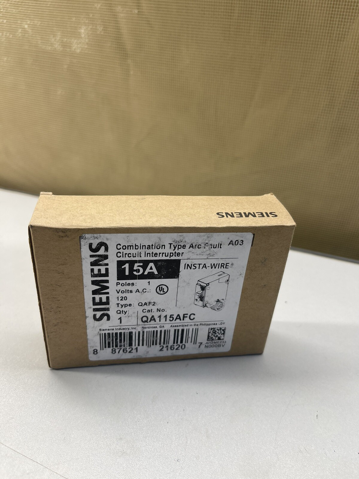 Siemens QA115AFC 1 Pole 15 AMP Arc Fault Combination Breaker AFCI New In Box