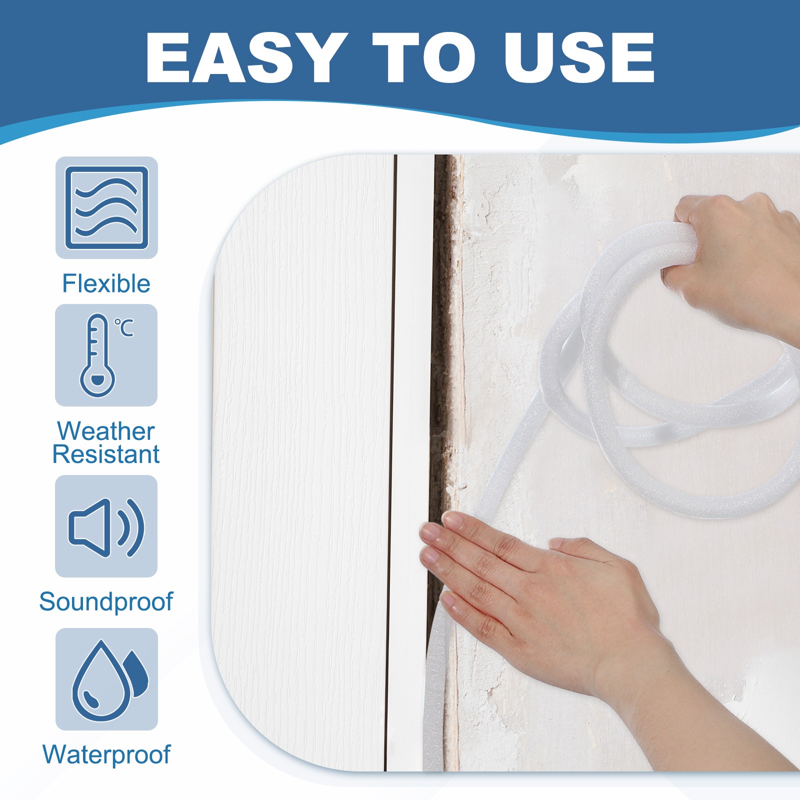 1/2″x16 Ft Backer Rod for Gaps and Joints Foam Caulk Crack Filler White
