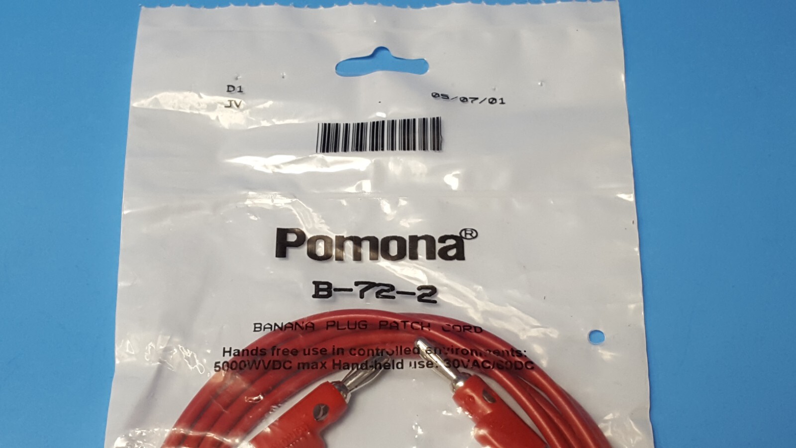 ( 2 PCS) TEST LEAD BANANA TO BANANA, B-72-2, POMONA, 72.0″, 5000VDC