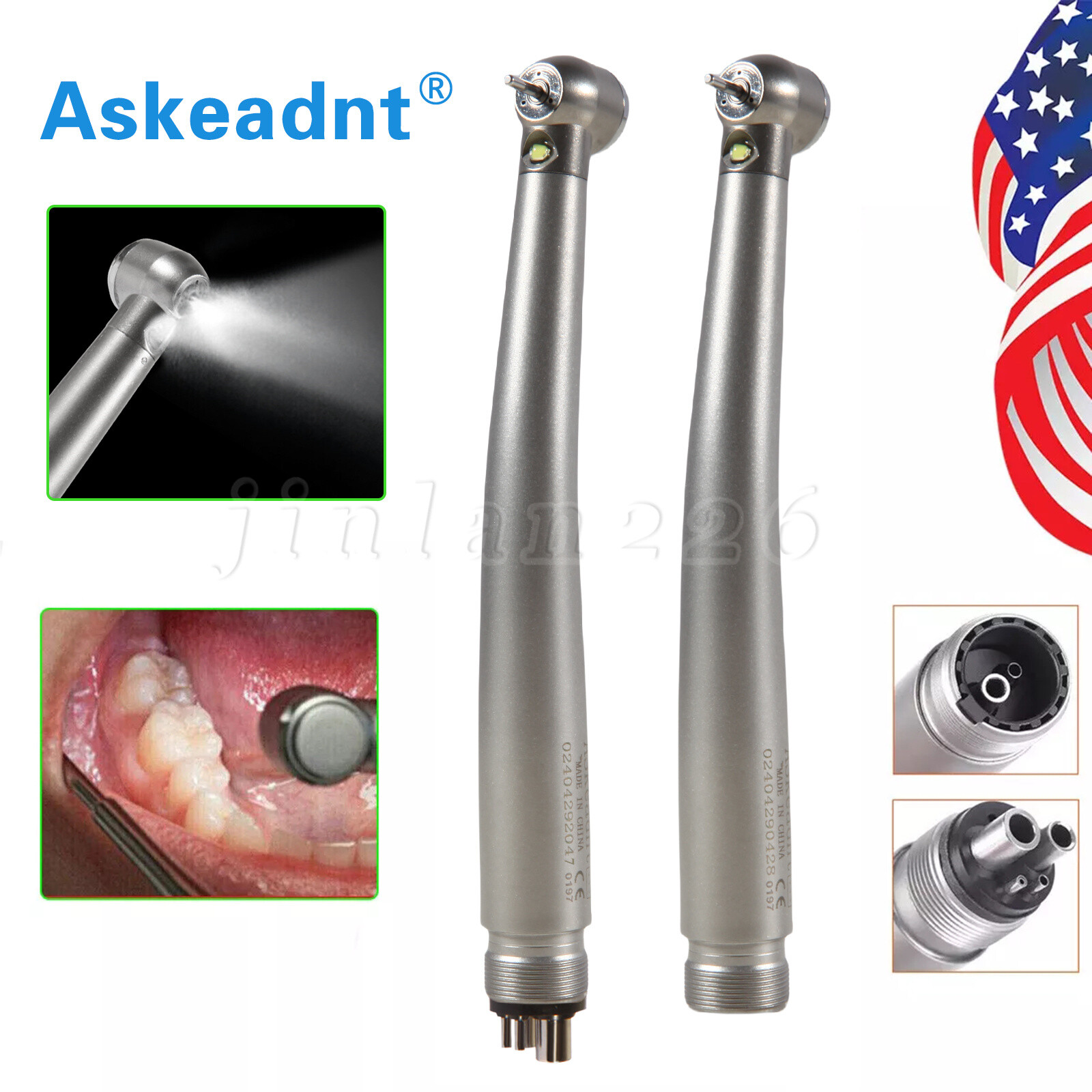 Dental E-generator LED High Speed Ceramic Torque Head Handpiece 4Hole 2Hole