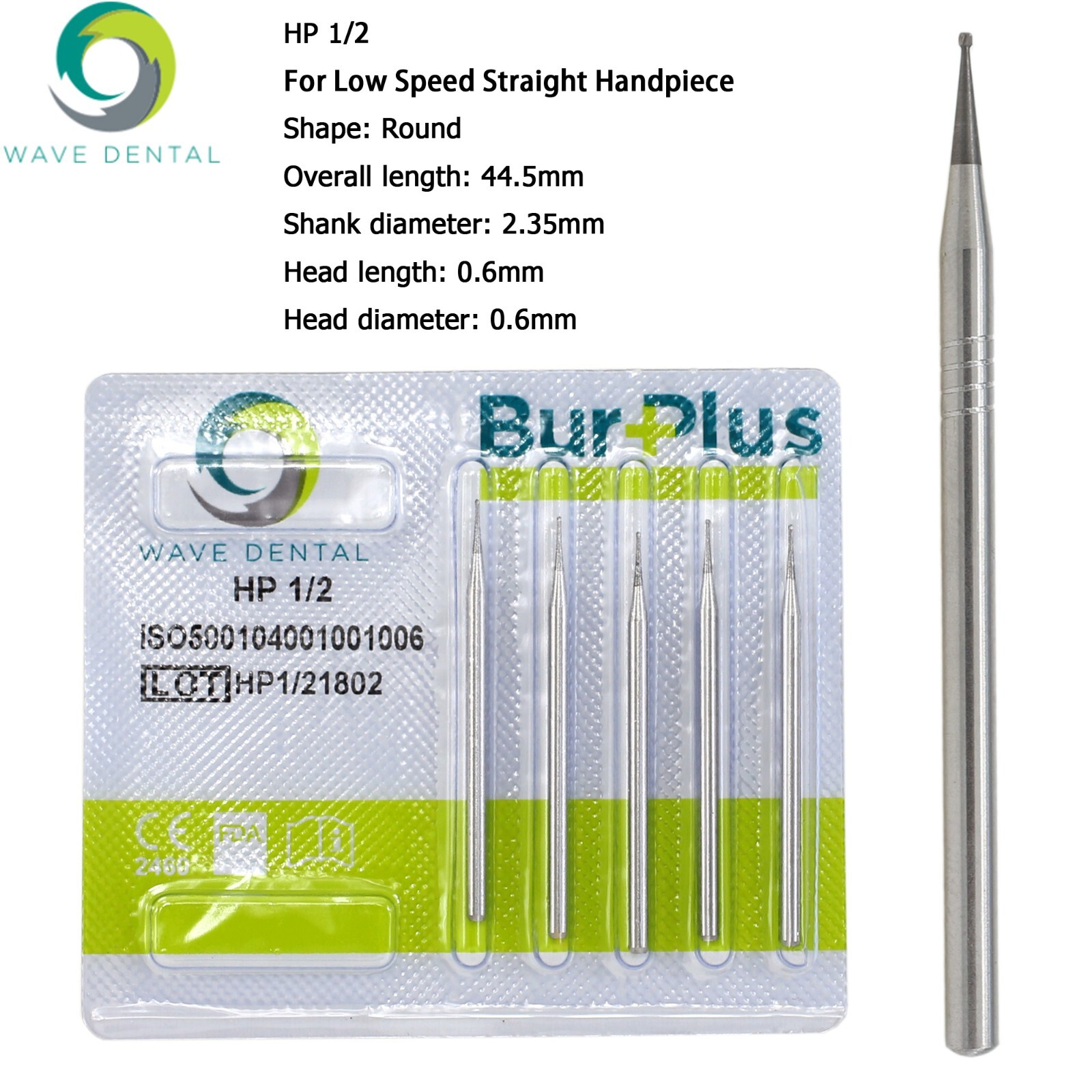 Wave Dental Carbide Burs HP 2 8 557 703L Round For Slow Speed Straight Handpiece