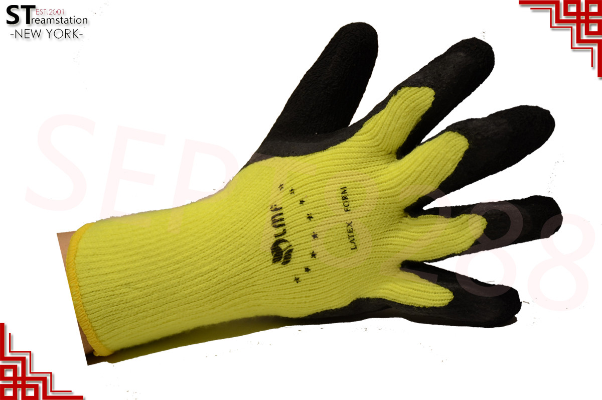 Snow Removal Shovel Glove Winter Warm Insulated Lined Rubber Coated Latex Gloves