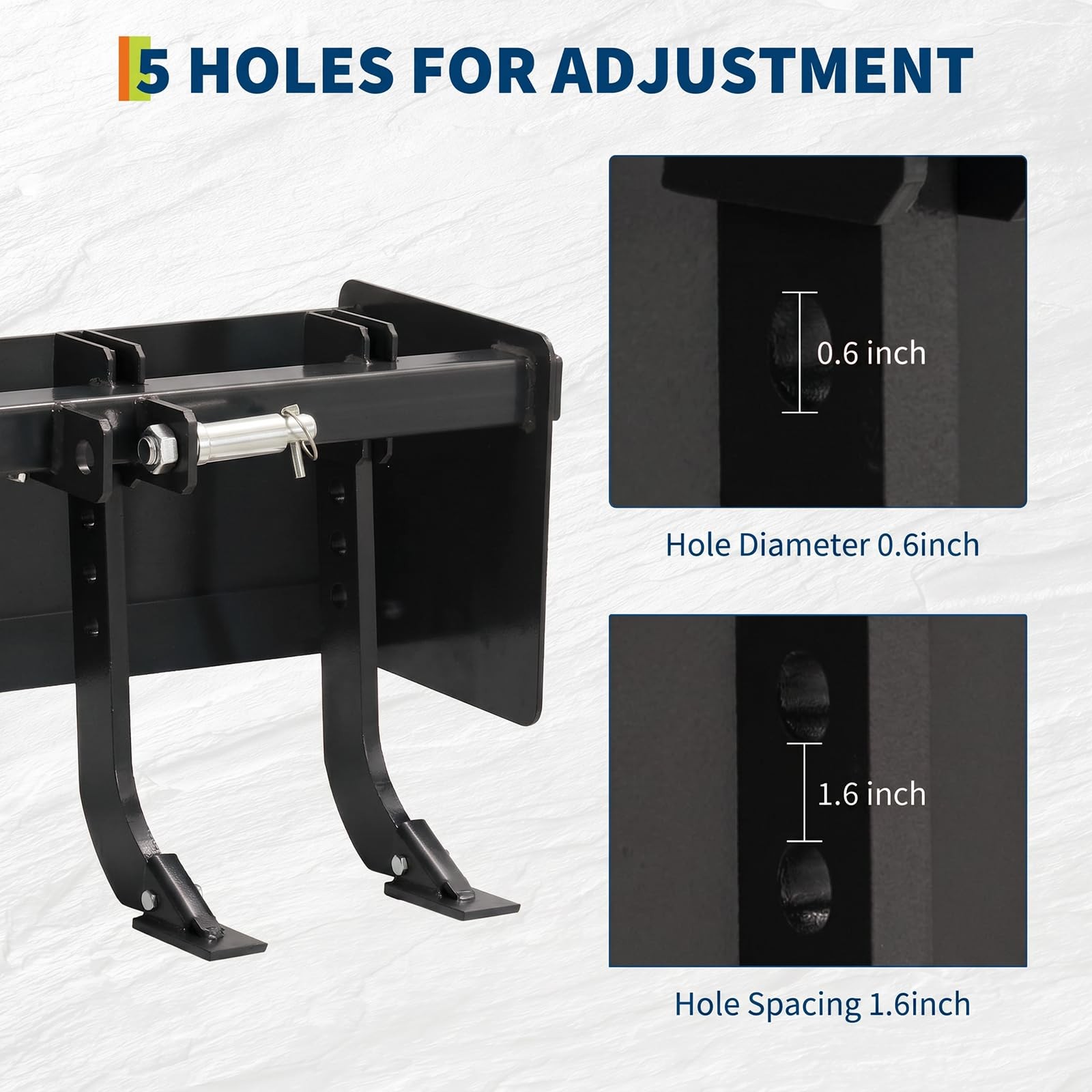 3 Point Hitch 55″Box Blade Scraper W/6 Adjustable Shanks Heavy Duty For Cat 0,1