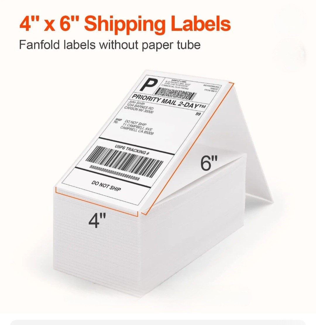 4″x6″ Direct Thermal Shipping Labels Thermal Printers Fanfold 500 Lables