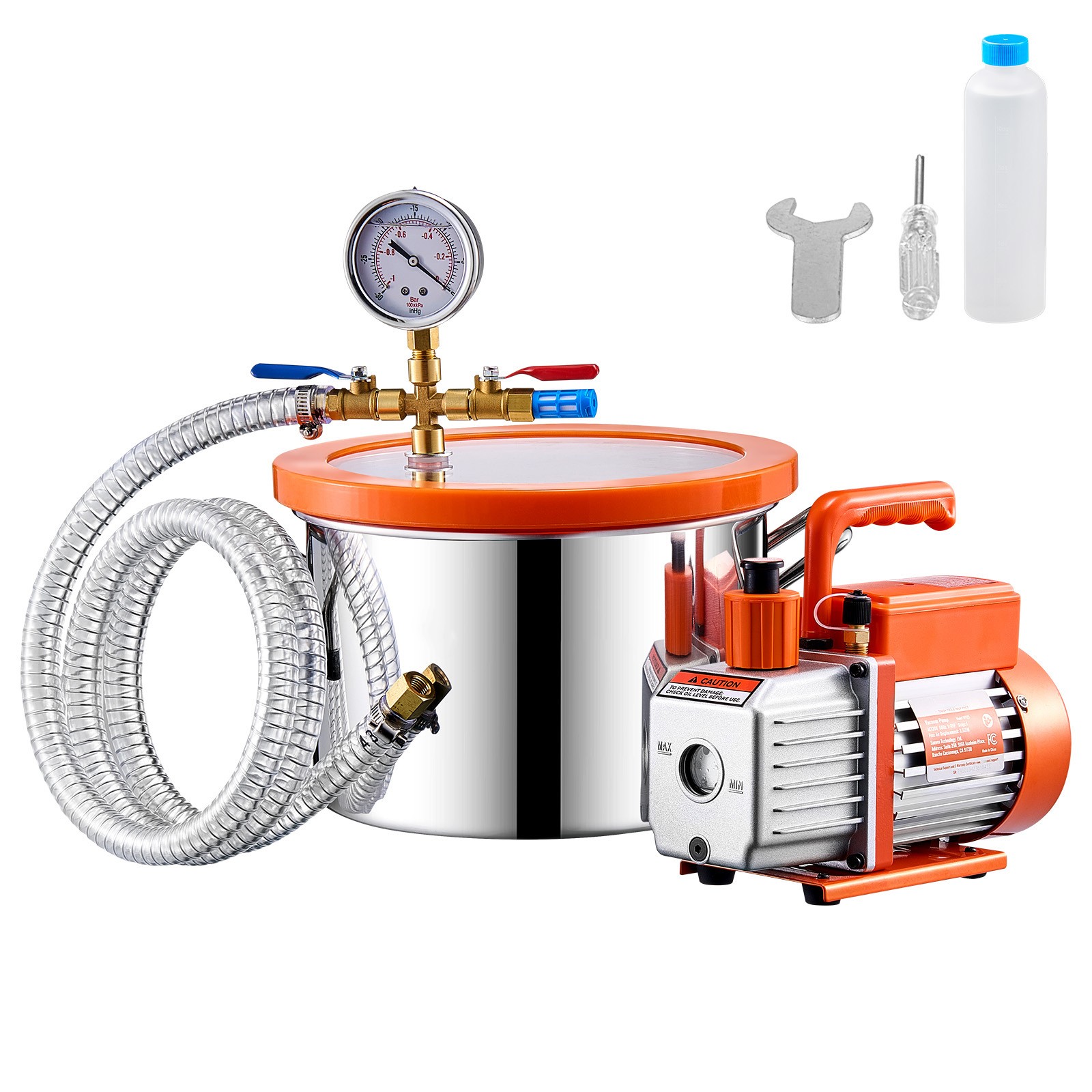 Uimoso 1.5 Gallon Vacuum Chamber 3.5CFM Single Stage Pump Degassing Chamber Kit