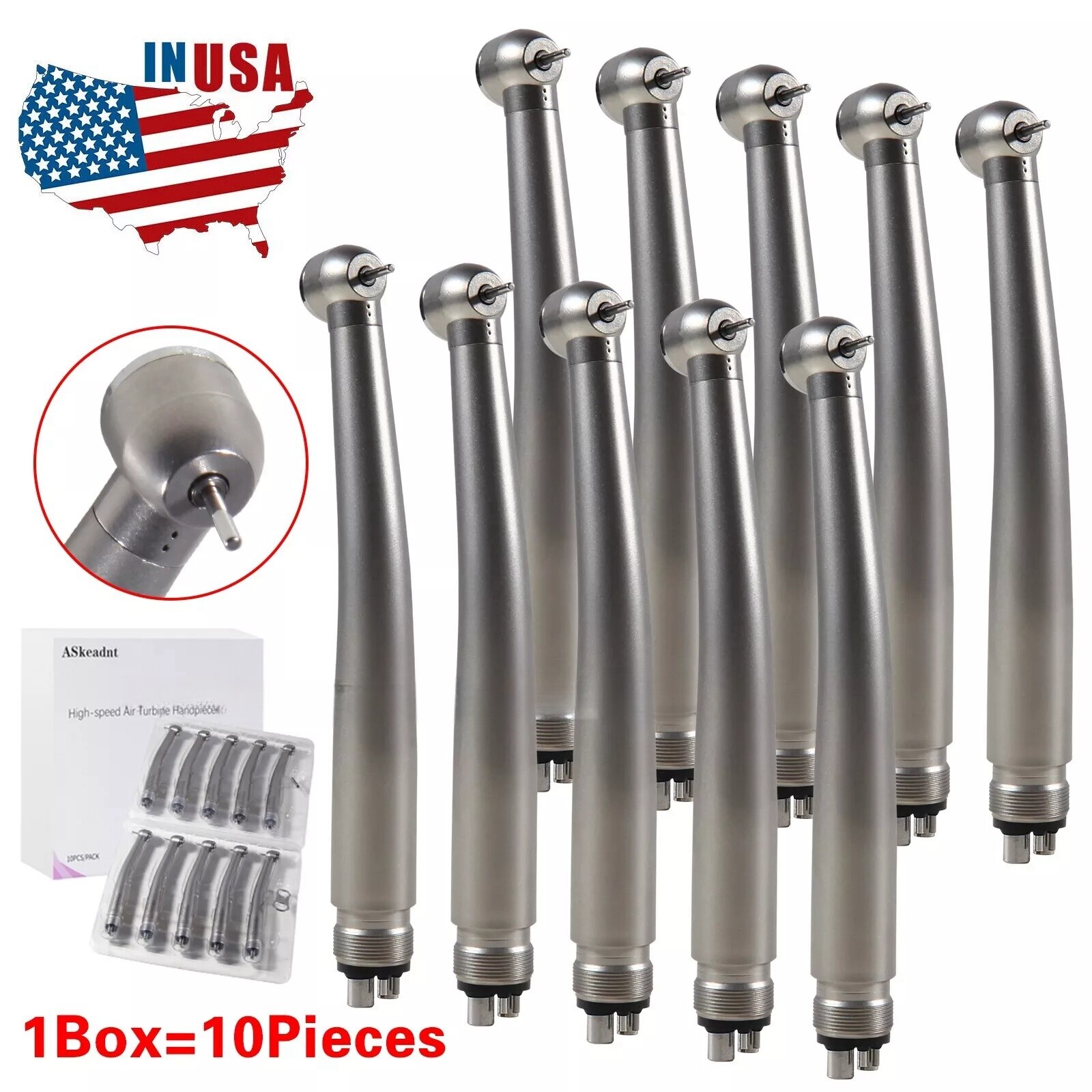 10Pack High Dental Speed Handpiece Push Button 4 Hole ADA4 NEW