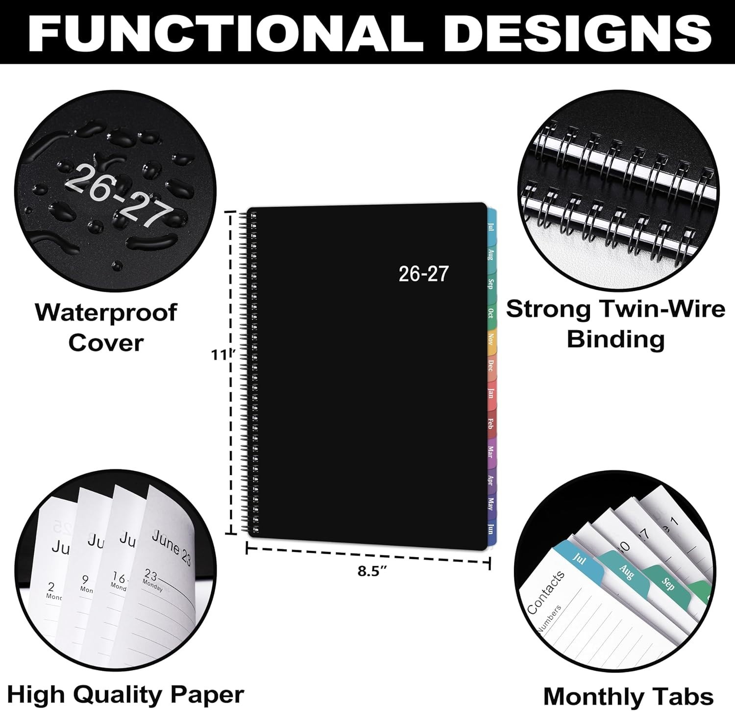 Weekly and Monthly Planner 2026-2027, July 2026-June 2027, 8.5” x 11” | Academ
