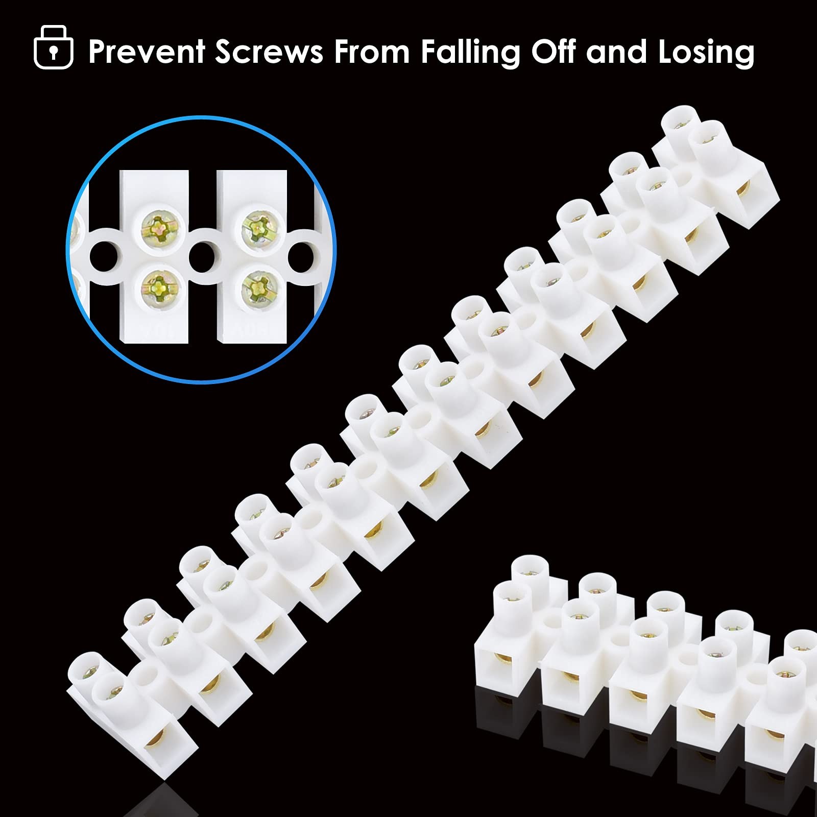 ERKOON 10/20 Pack Terminal Block, 12-Position Dual Row Terminal Strip Screw T…