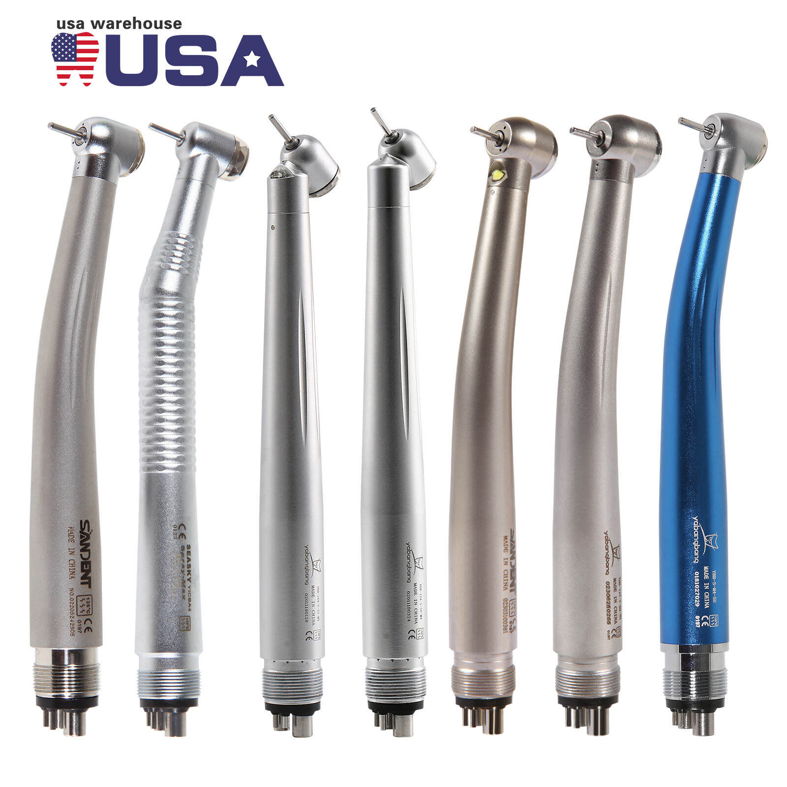 Dental (LED) High Speed Handpiece (45° Degree) 4HOLES/ NO-LED Turbine Colorful