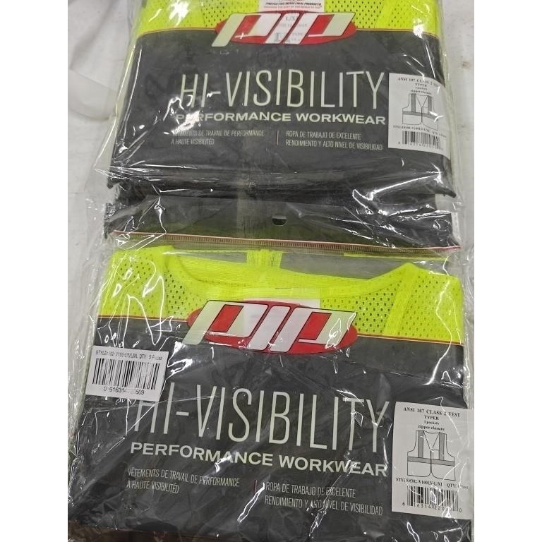 PIP Hi-Visibility Safety Vest 5-Pack XL Lime Yellow Mesh ANSI Class 2 107-CL2XLY
