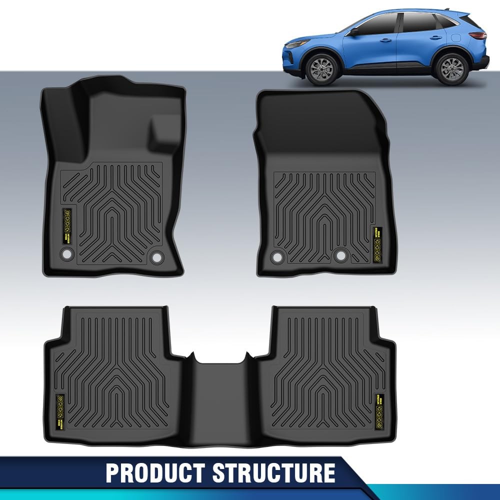 TPE Floor Mats 3PCS for Ford Escape 2020-2025 All Weather Black